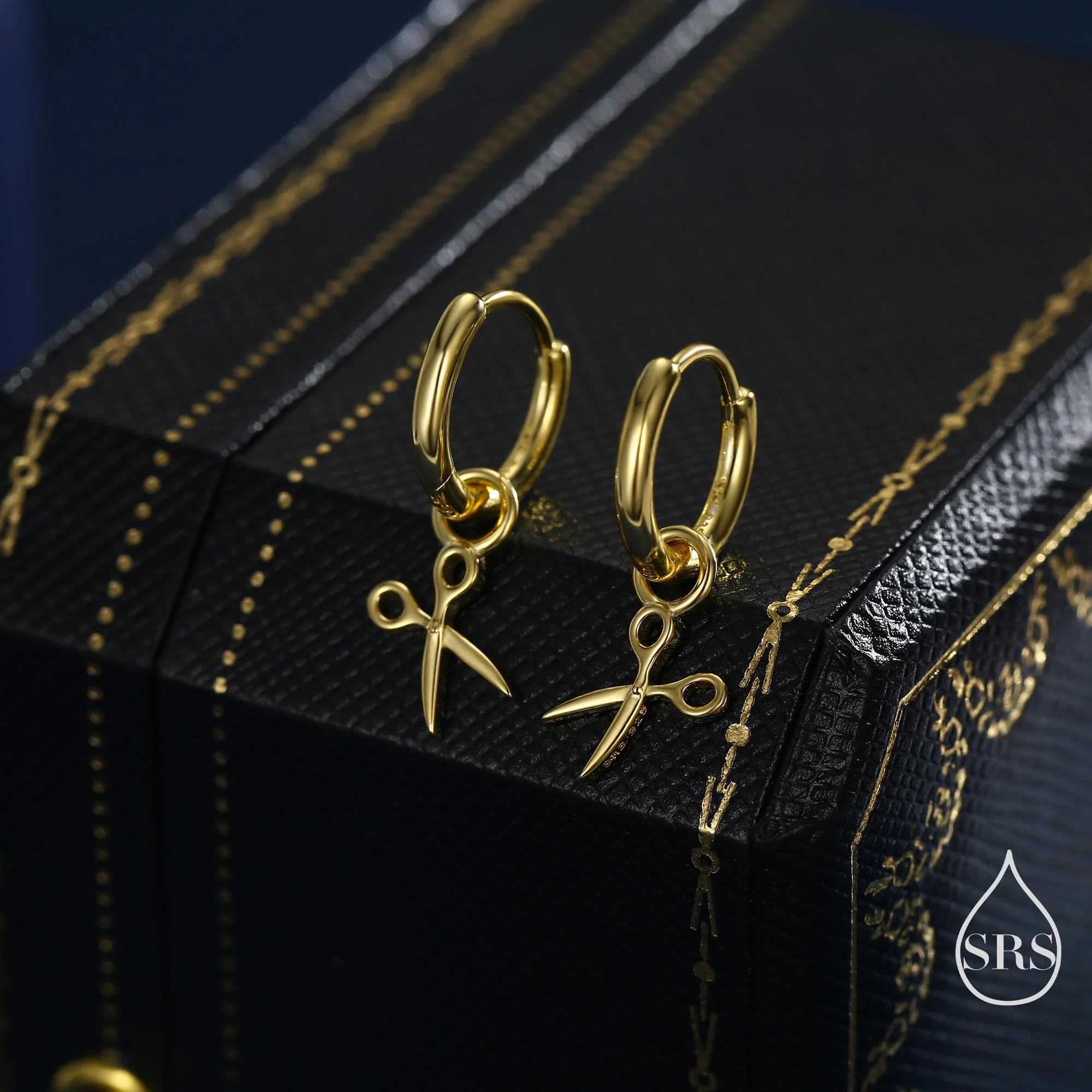 Tiny Scissors Huggie Hoops Earrings in Sterling Silver, Silver or Gold or Rose Gold Finish, Scissors Earrings, Detachable Charms - Image 6