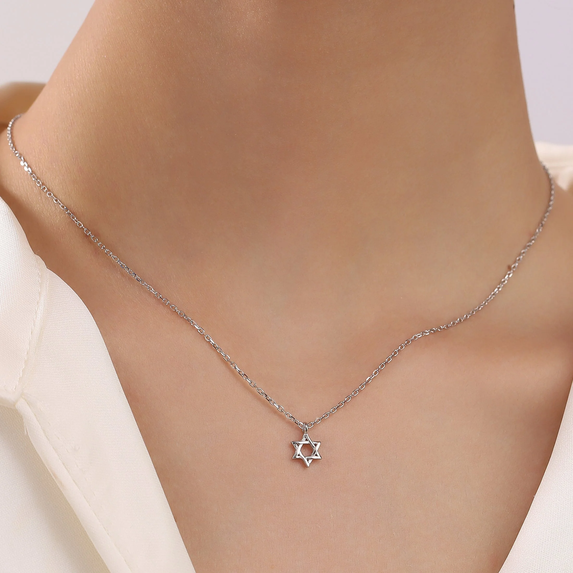 Tiny Star of David Pendant Necklace in Sterling Silver, Extra Small Star of David Necklace, Silver Star Necklace - Image 2
