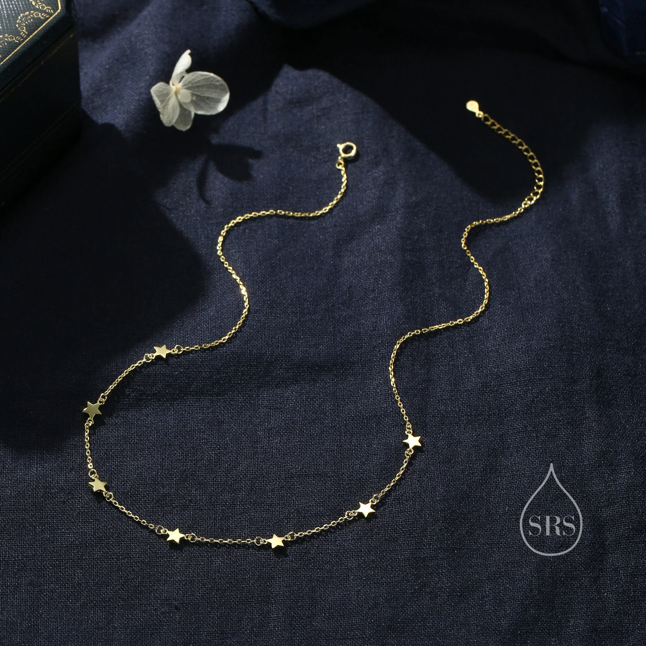 Tiny Star Satellite Necklace in Sterling Silver, Seven Floating Stars Necklace, Adjustable Length, Extra Small Pendant, 16 inch to 18 inch - Image 3