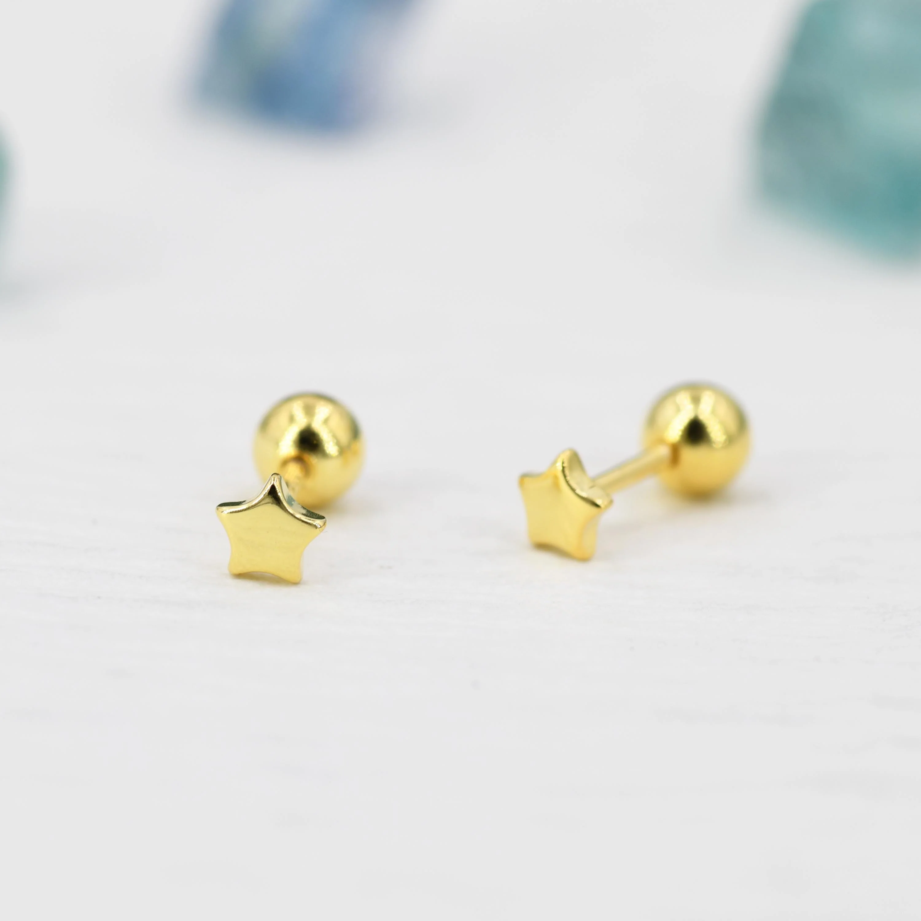 Tiny Star Screw Back Earrings in Sterling Silver, Gold, Rose Gold, Screw Back Earrings - helix ,cartilage , conch, tragus - Image 4