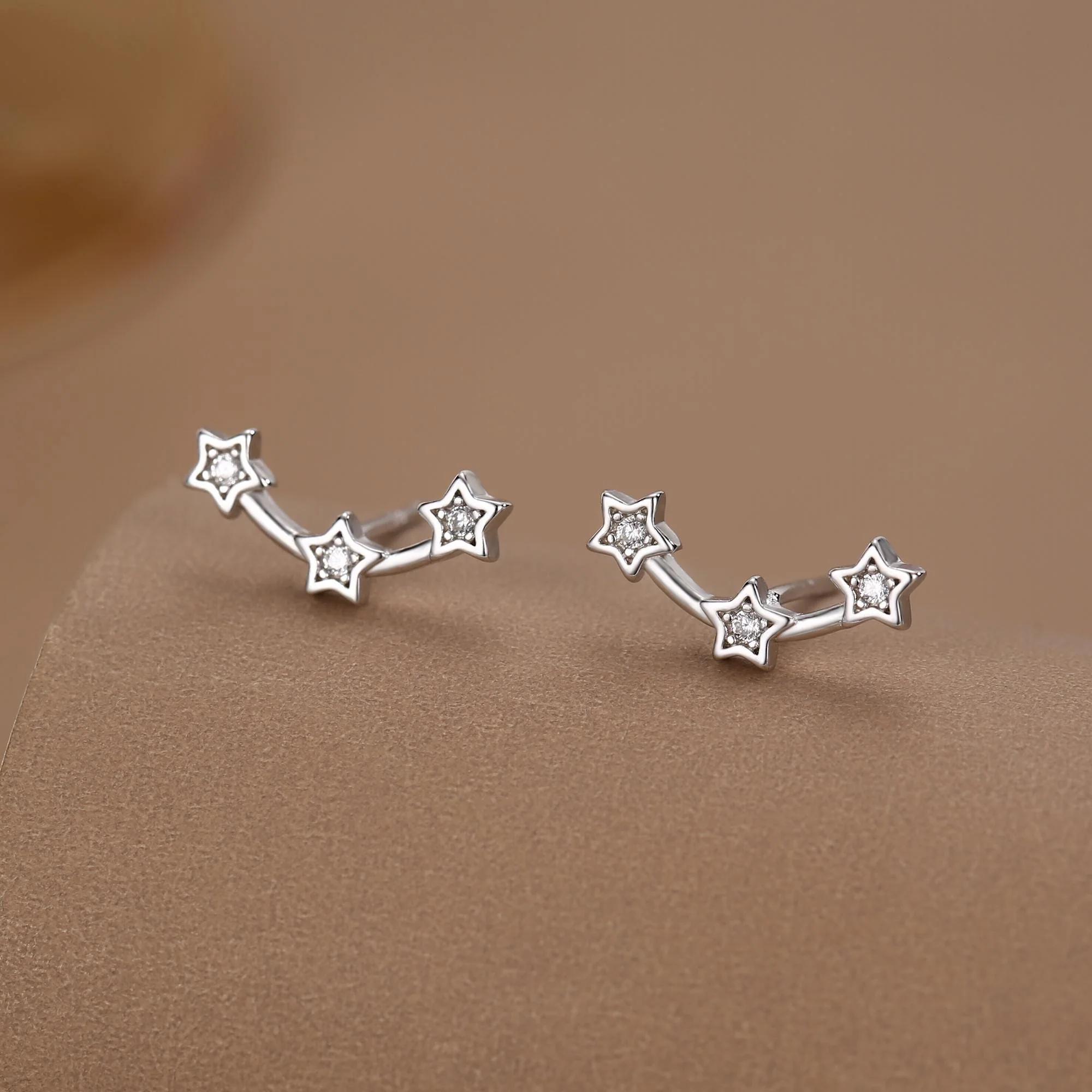 Tiny Star Trio Stud Earrings in Sterling Silver