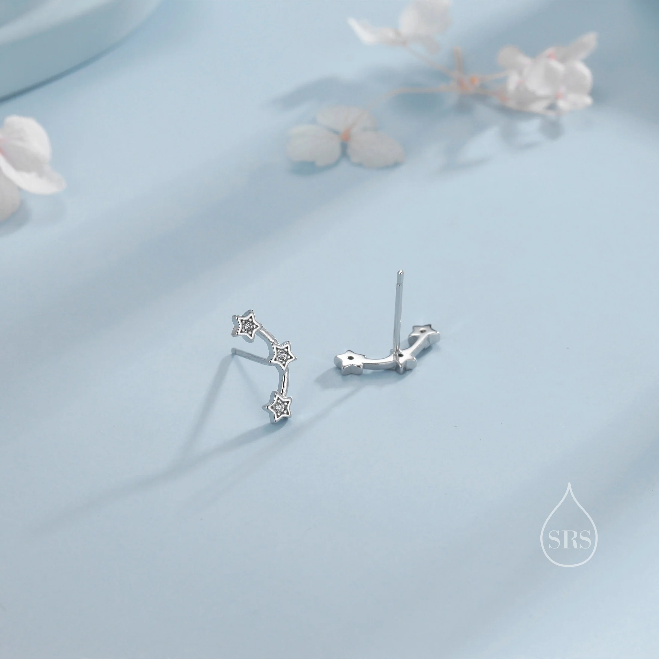 Tiny Star Trio Stud Earrings in Sterling Silver - Image 12