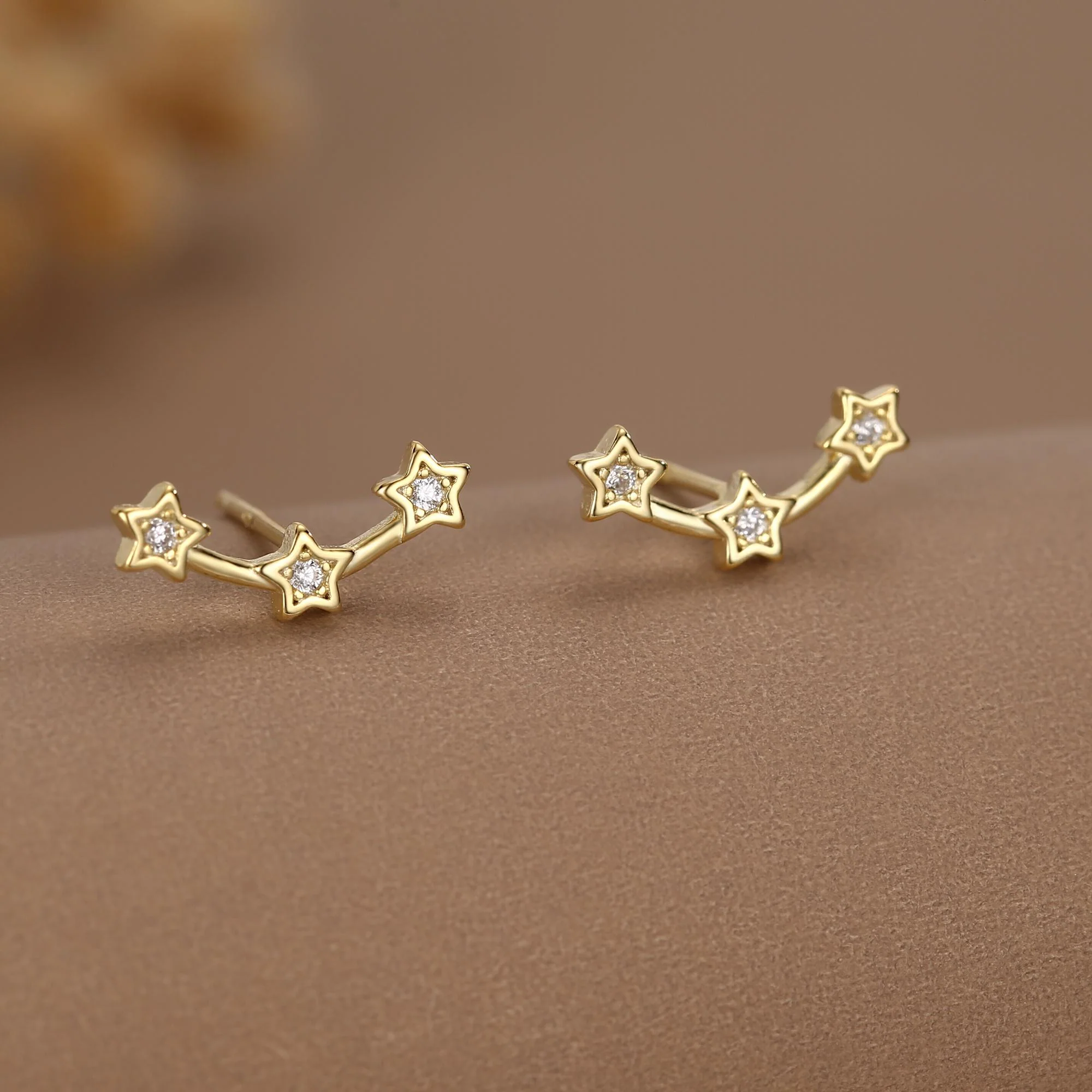 Tiny Star Trio Stud Earrings in Sterling Silver - Image 4