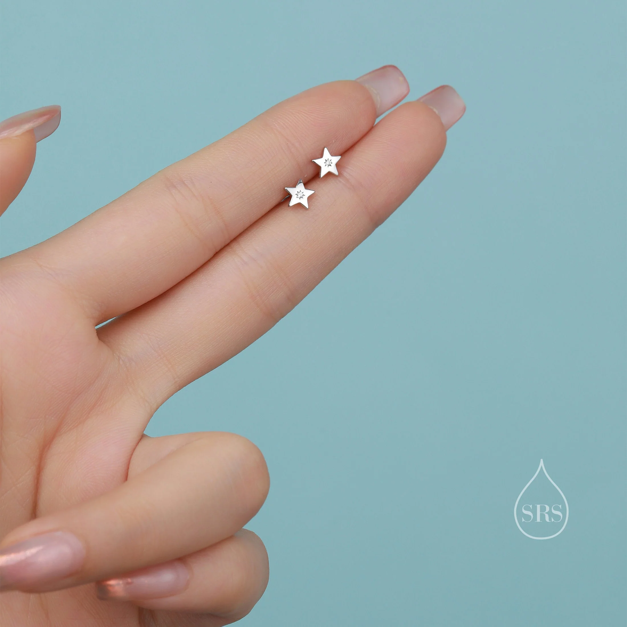 Tiny Star with Starburst Stud Earrings in Sterling Silver, Silver, Gold or Rose Gold, Small Star Earrings, Celestial Jewellery - Image 6