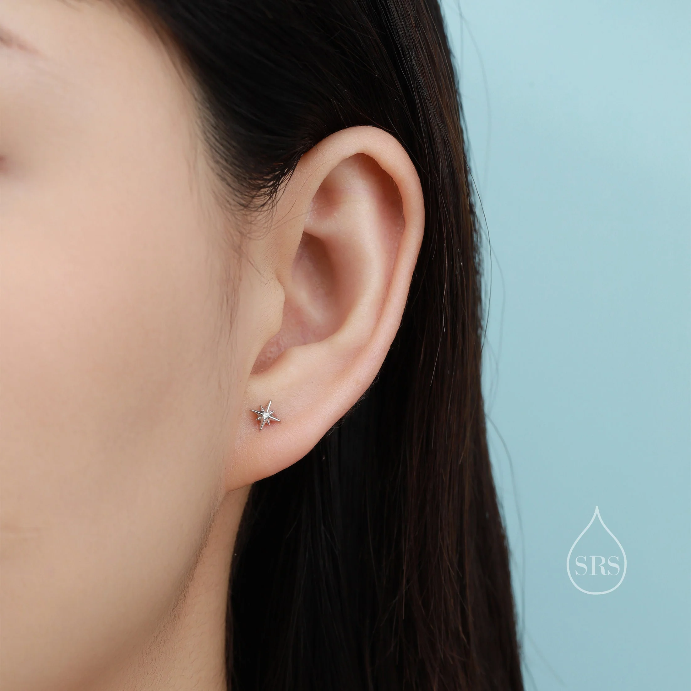 Tiny Starburst CZ Stud Earrings in Sterling Silver, Silver, Gold or Rose Gold, Small Star Earrings, Celestial Jewellery - Image 6