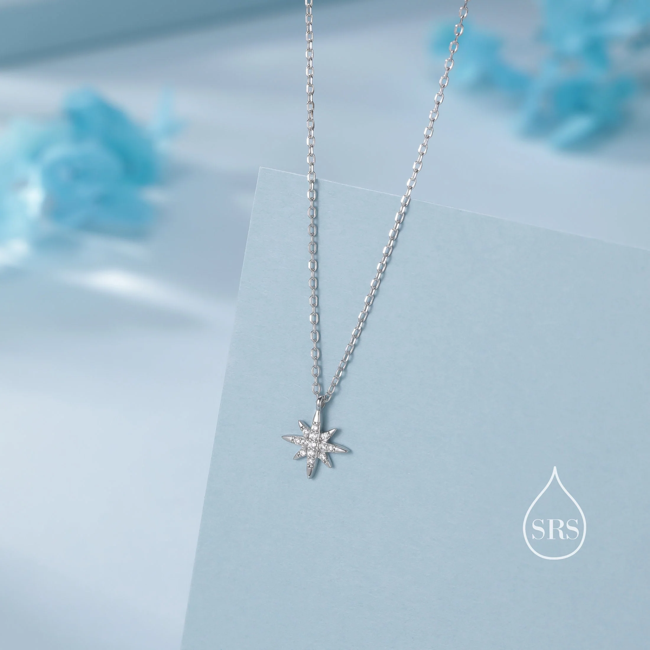 Tiny Starburst Pendant Necklace in Sterling Silver, Silver or Gold, CZ North Star Necklace, Celestial Jewellery - Image 2
