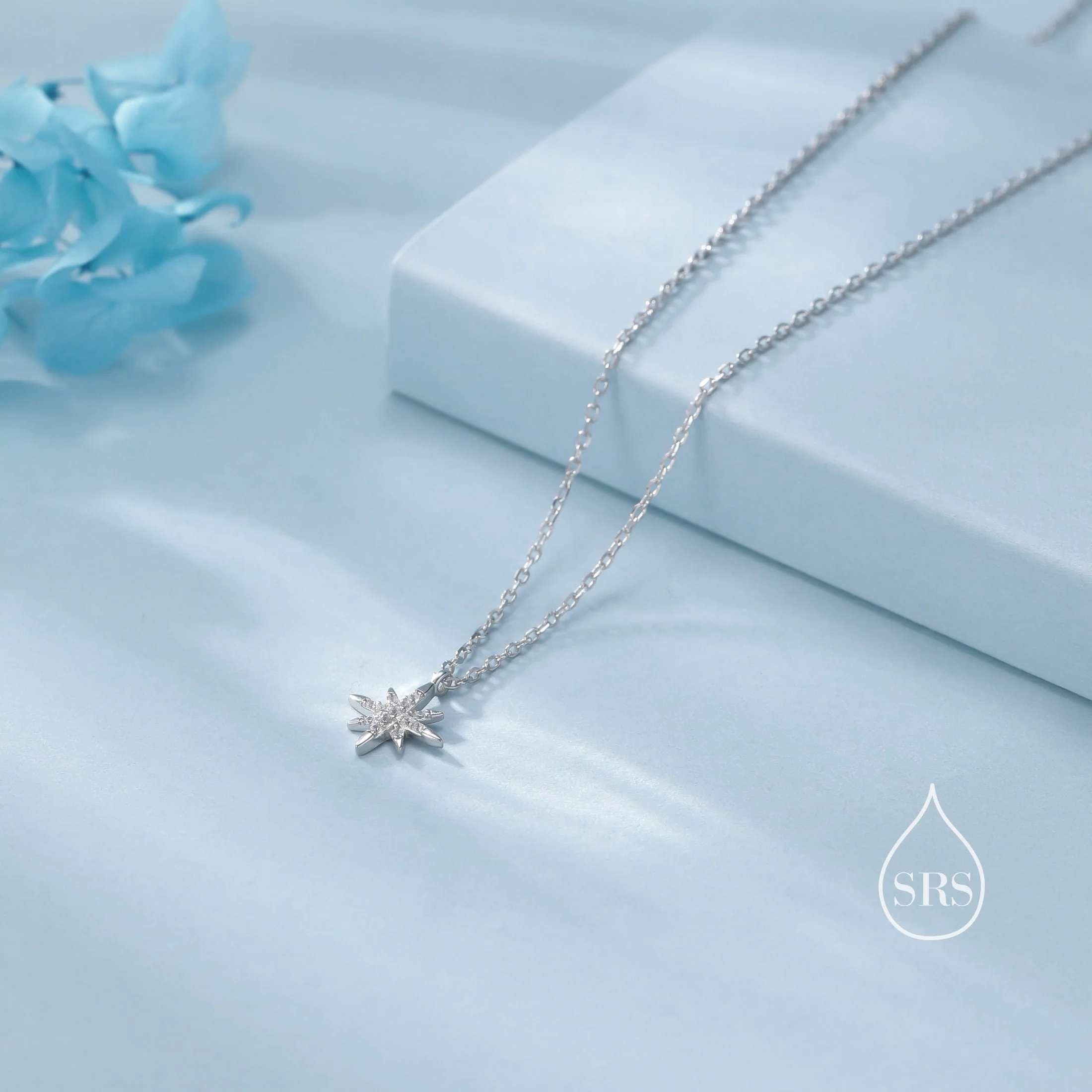 Tiny Starburst Pendant Necklace in Sterling Silver, Silver or Gold, CZ North Star Necklace, Celestial Jewellery - Image 3