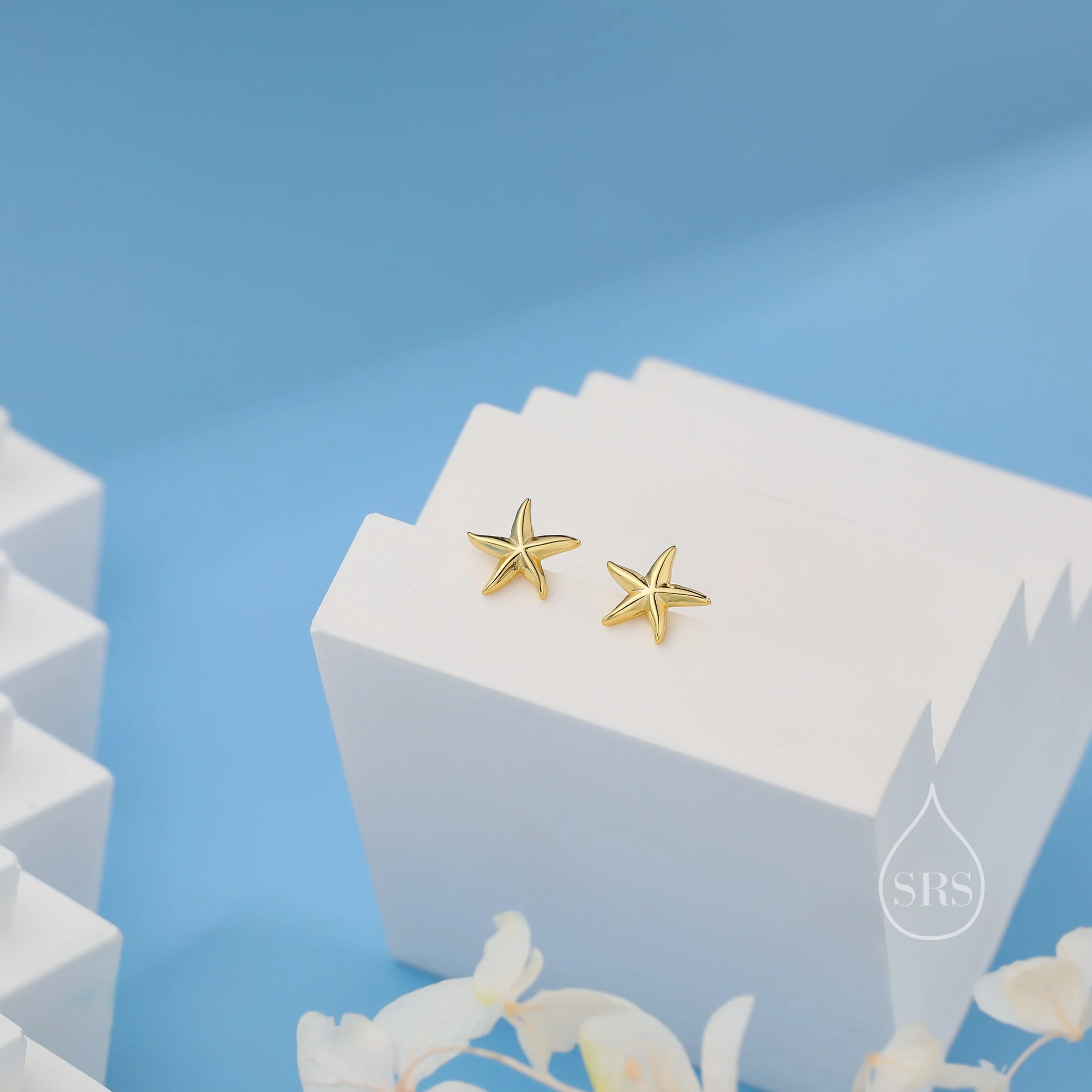 Tiny Starfish Stud Earrings in Sterling Silver, Silver, Gold or Rose Gold, Small Starfish Earrings, Star Fish Earrings, Sea Star Earrings - Image 4