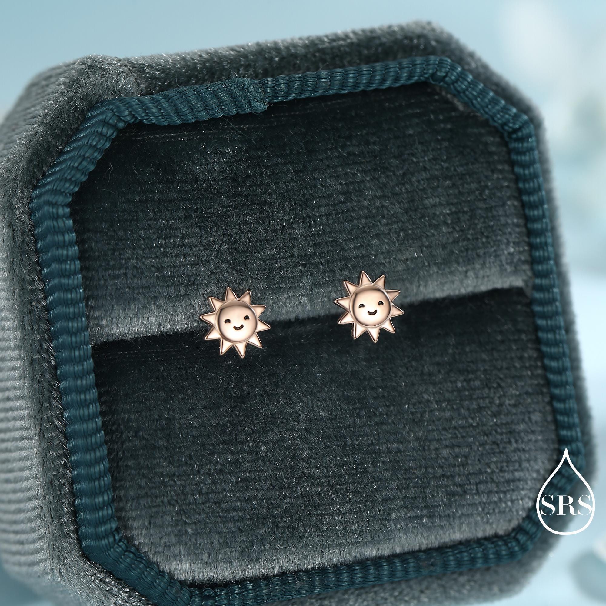Tiny Sun Stud Earrings in Sterling Silver, Silver Gold or Rose Gold Finish, Sun Earrings, Celestial Earrings - Image 4