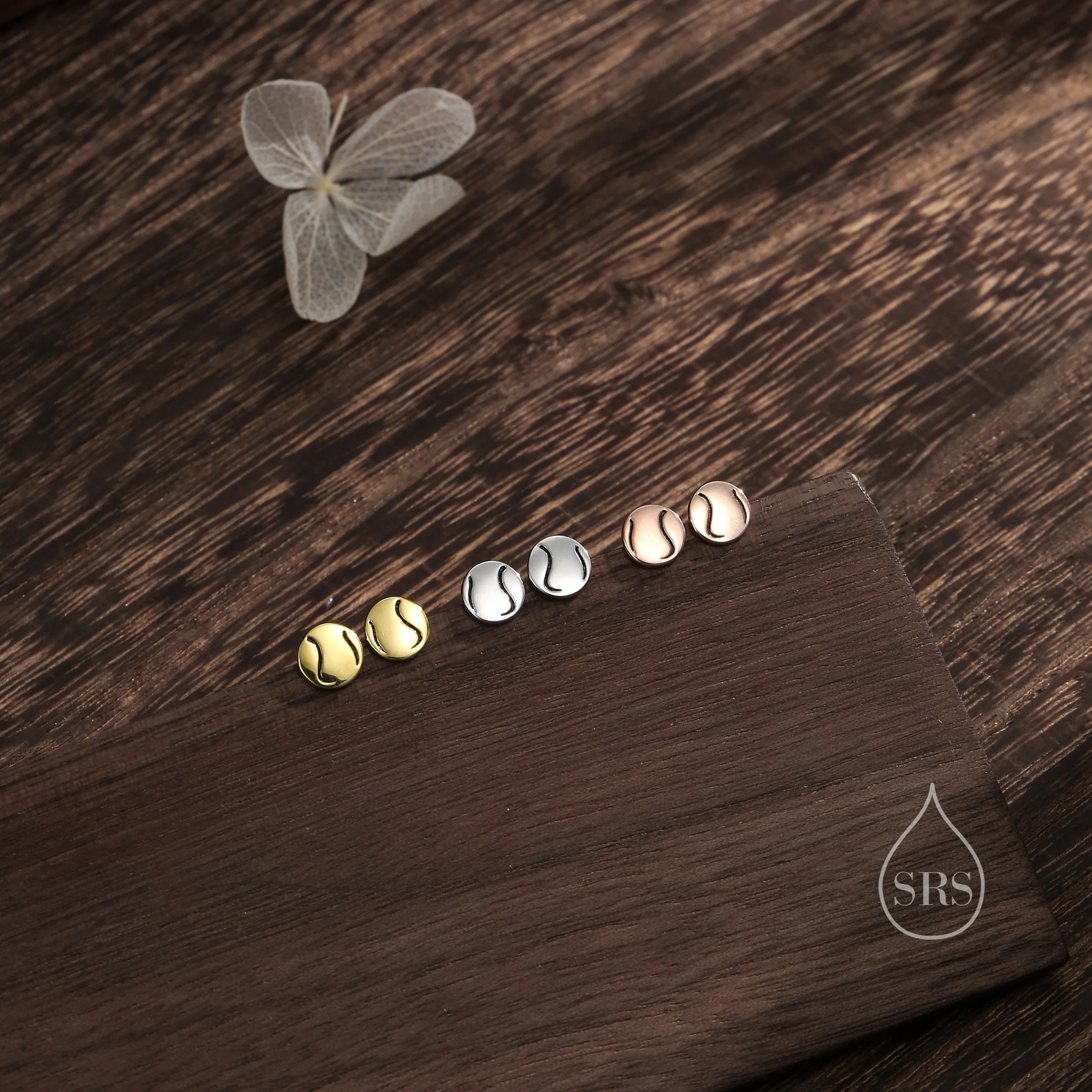 Tiny Tennis Ball Stud Earrings in Sterling Silver, Silver Gold or Rose Gold, Tennis Stud Earrings, Jewellery Gift for a Tennis Lover - Image 6