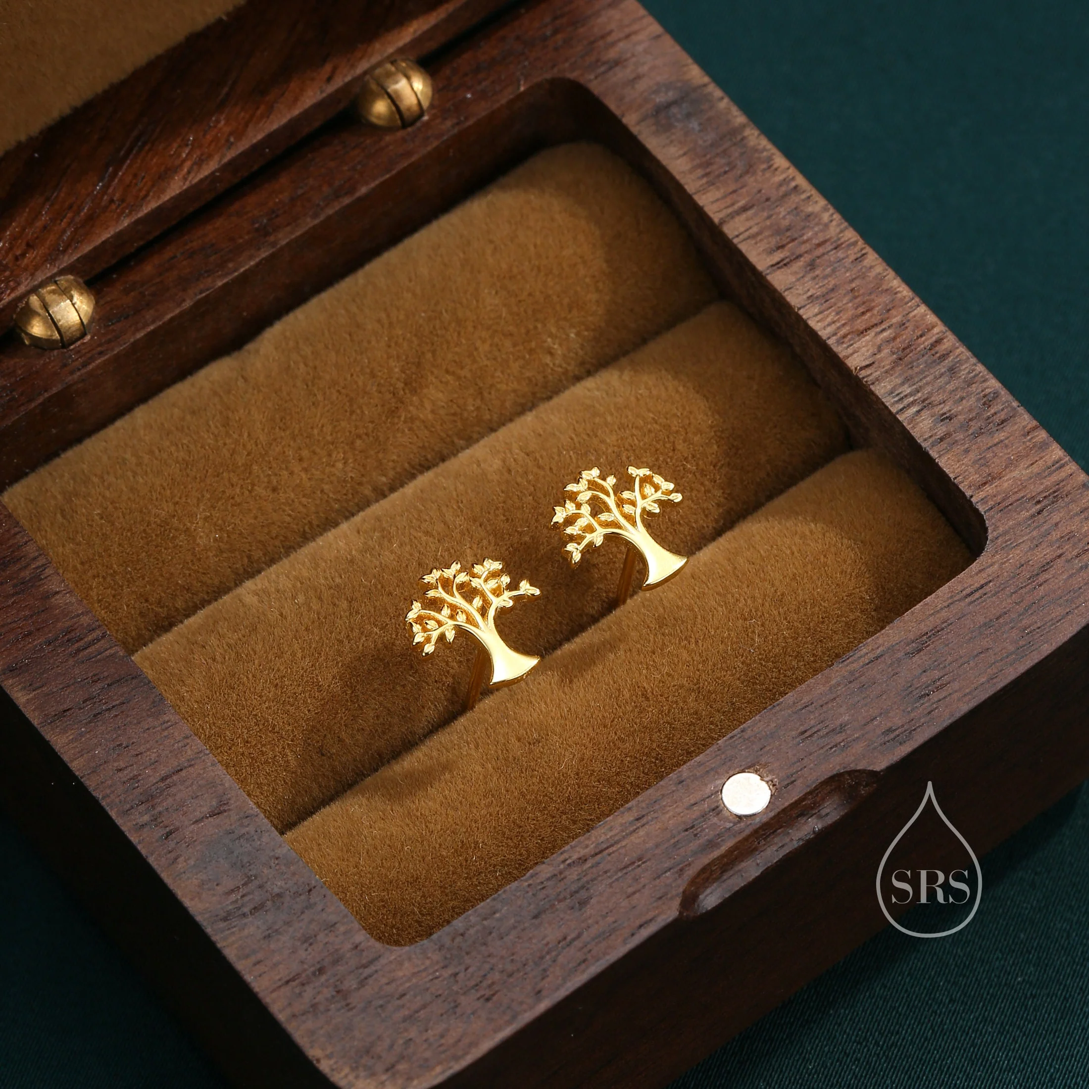 Tiny Tree Stud Earrings in Sterling Silver, Silver or Gold or Rose Gold, Sterling Silver Tree of Life Earrings - Image 4