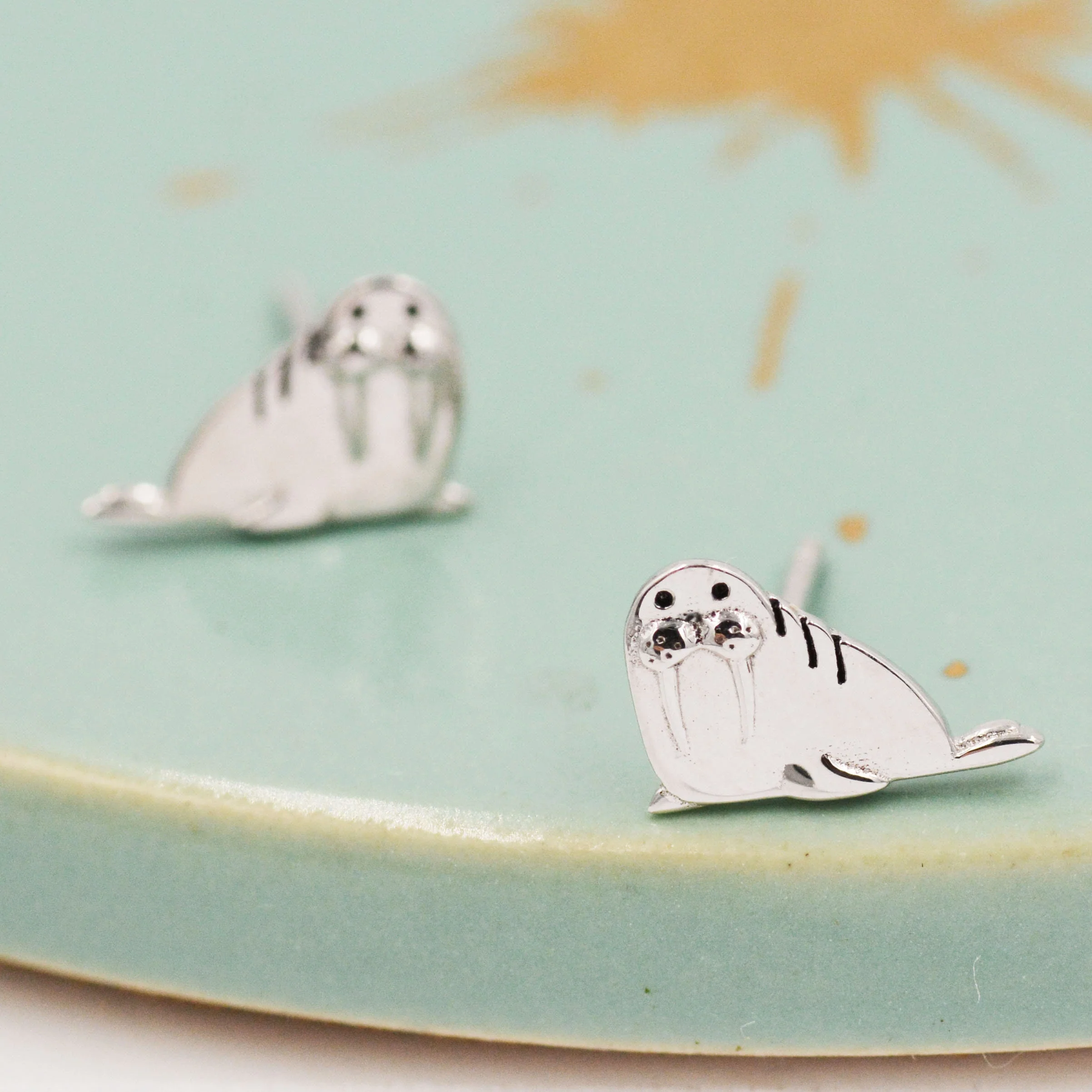 Tiny Walrus Stud Earrings in Sterling Silver - Silver, Gold or Rose Gold, Animal Stud Earrings - Ocean Animal Earrings - Image 8