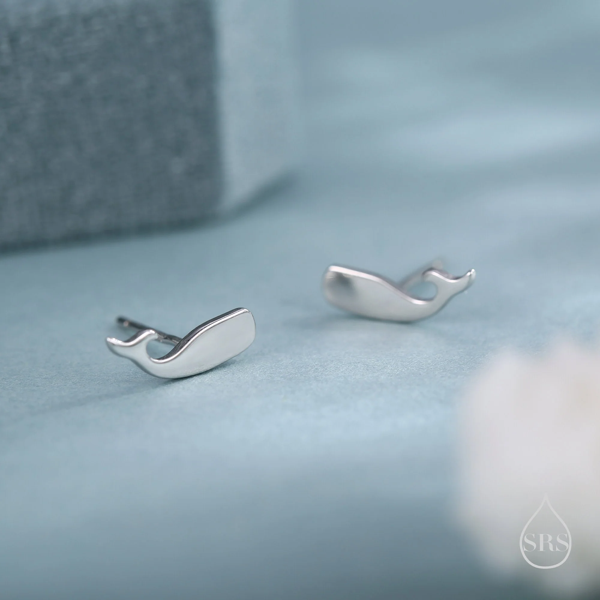 Tiny Whale Stud Earrings in Sterling Silver, Silver or Gold or Rose Gold, Cute Whale Fish Earrings, Minimalist Whale Earrings - Image 4