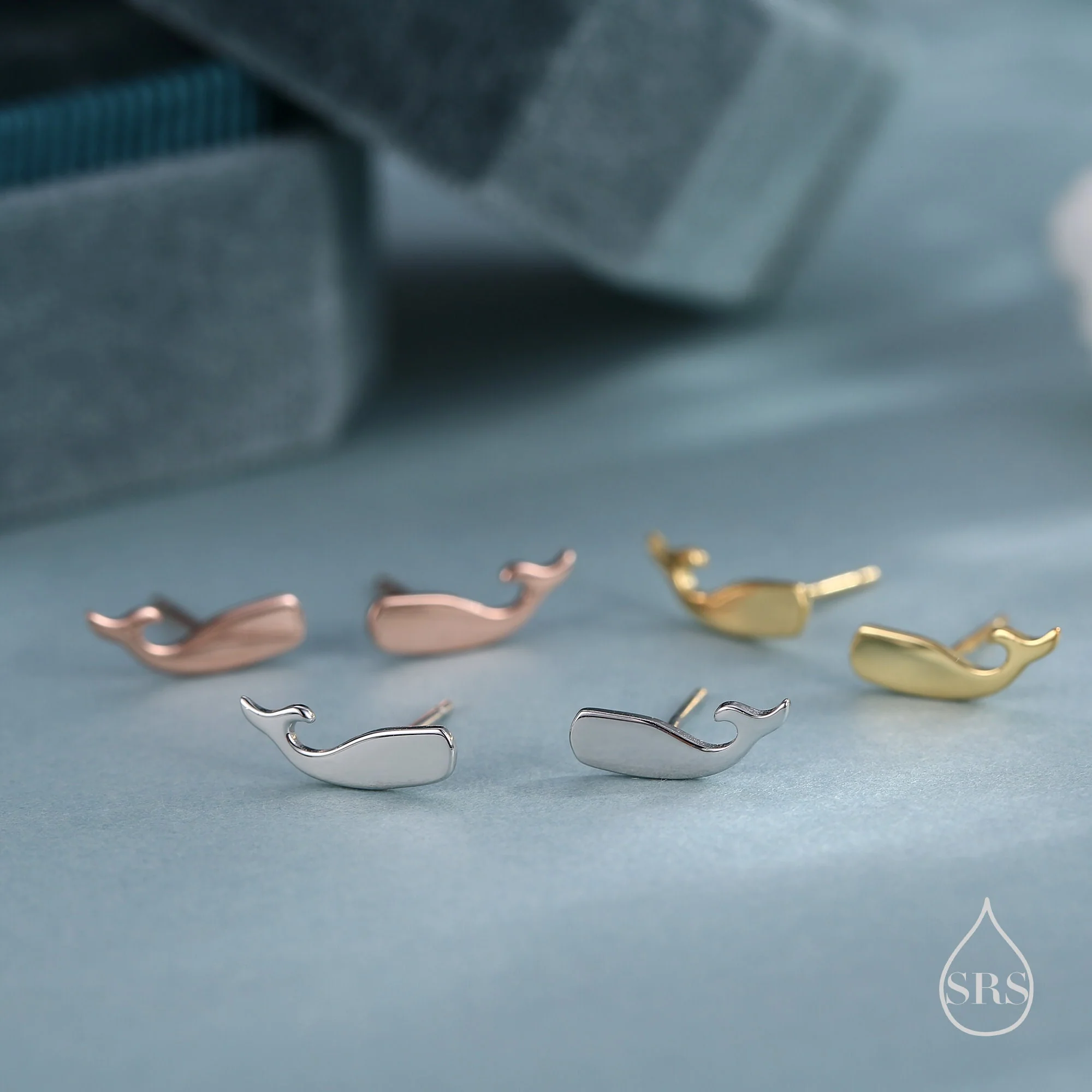 Tiny Whale Stud Earrings in Sterling Silver, Silver or Gold or Rose Gold, Cute Whale Fish Earrings, Minimalist Whale Earrings - Image 5