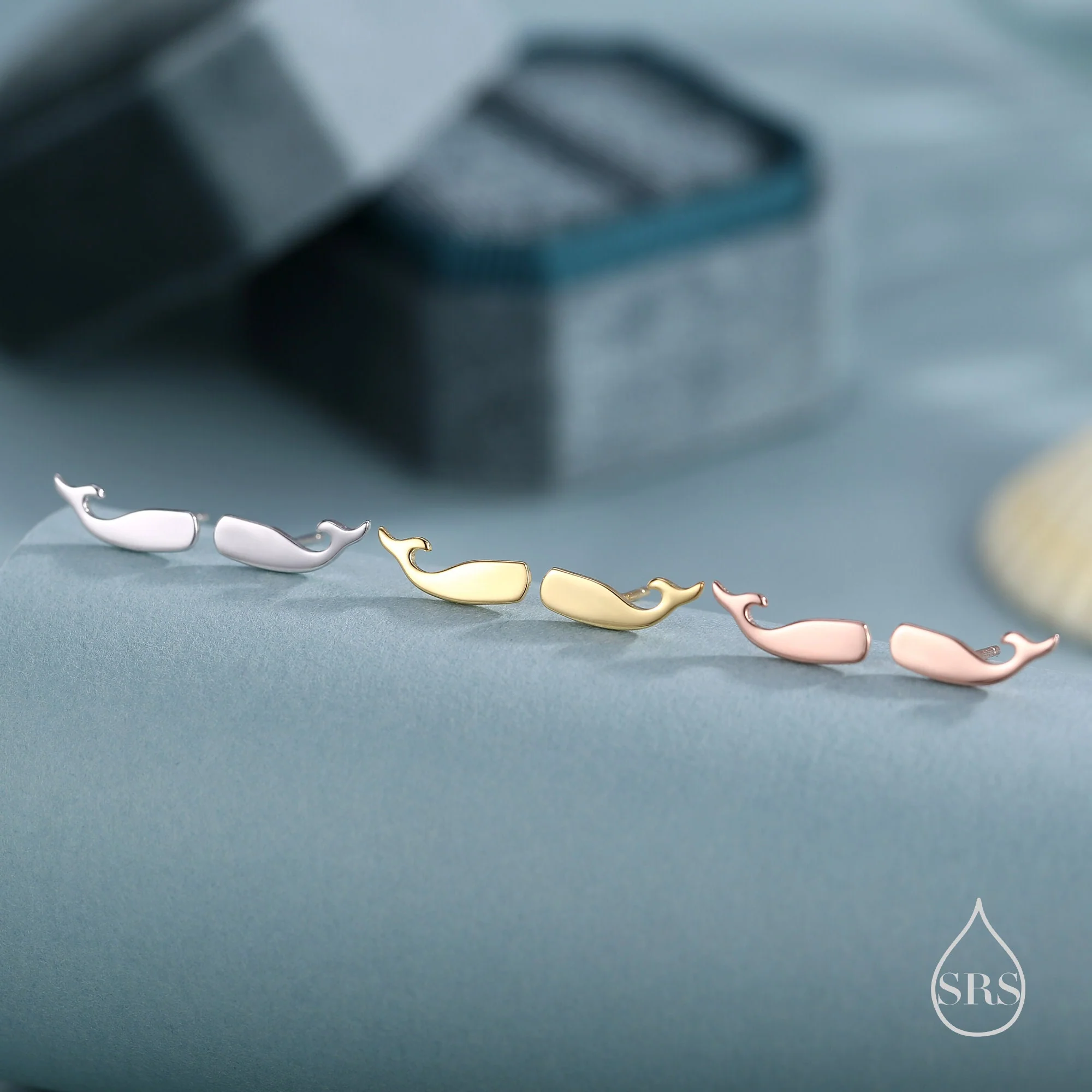 Tiny Whale Stud Earrings in Sterling Silver, Silver or Gold or Rose Gold, Cute Whale Fish Earrings, Minimalist Whale Earrings - Image 6