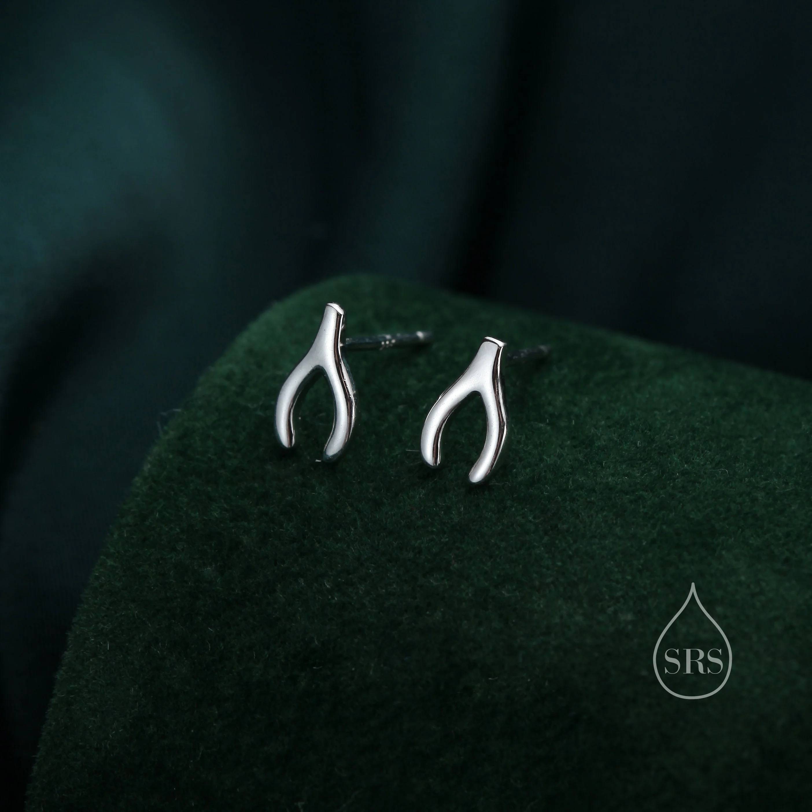 Tiny Wishbone Stud Earrings in Sterling Silver, Silver, Gold or Rose Gold, Small Good Luck Earrings, Geometric Stacking Earrings - Image 3