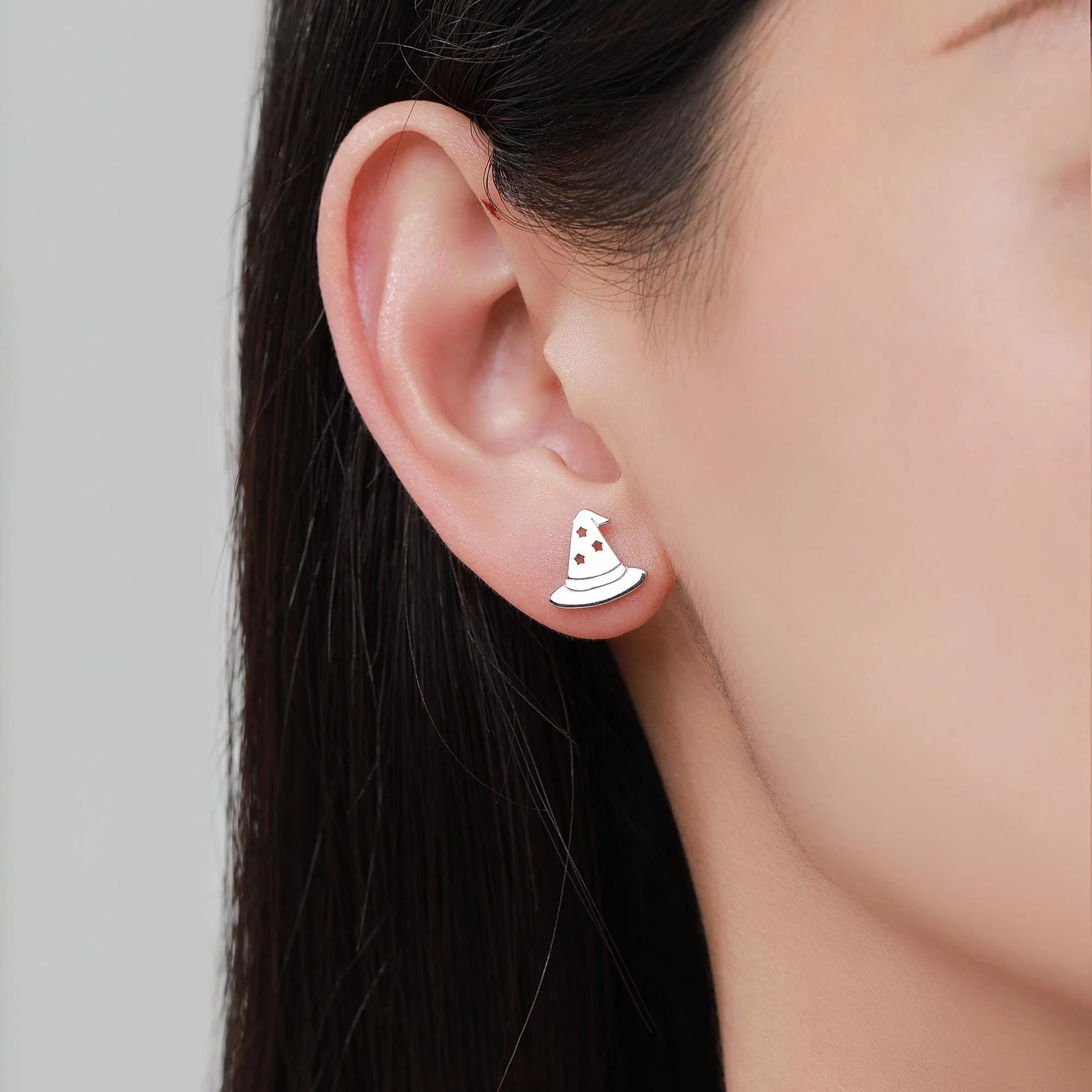Tiny Witch Hat Stud Earrings in Sterling Silver, Silver, Gold or Rose Gold, Small Halloween Earrings - Image 7
