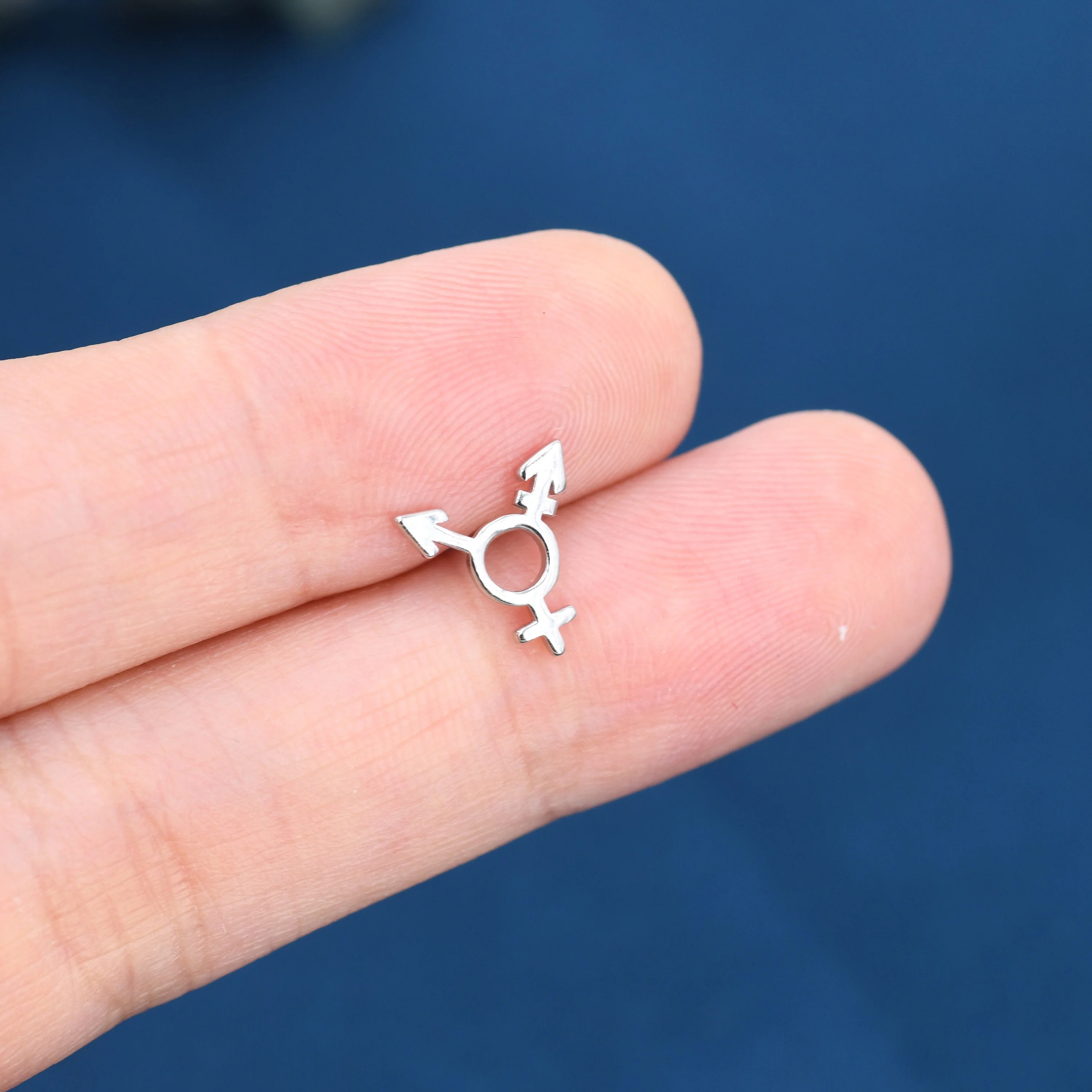 Trans Symbol Stud Earrings in Sterling Silver, Silver Gold or Rose Gold, Transgender Earrings, Pride Earrings - Image 6