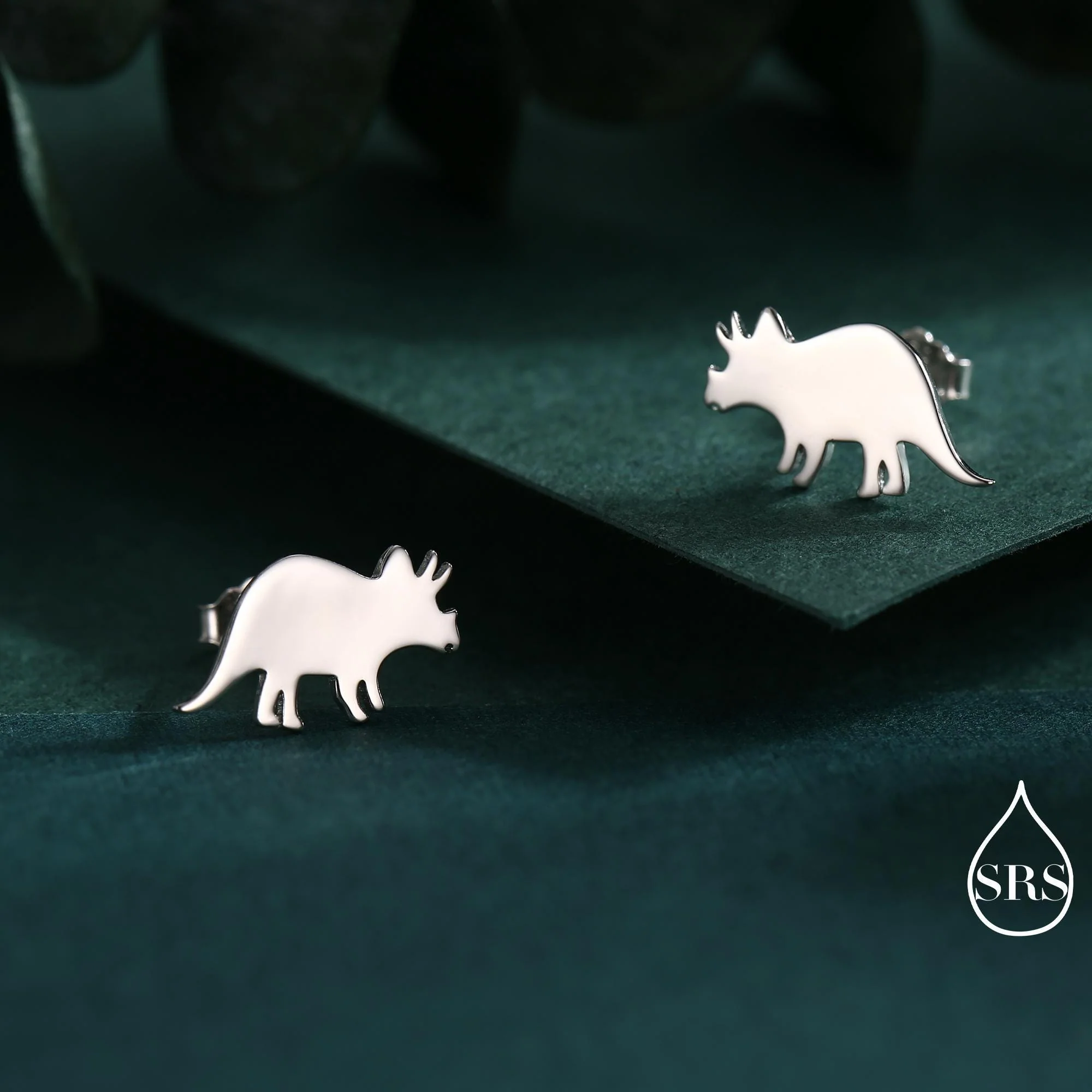 Tricerotops Dinosaur Stud Earrings in Sterling Silver, Cute Fun Quirky Animal Jewellery, Jewelry Gift for Her, Animal Lover - Image 4