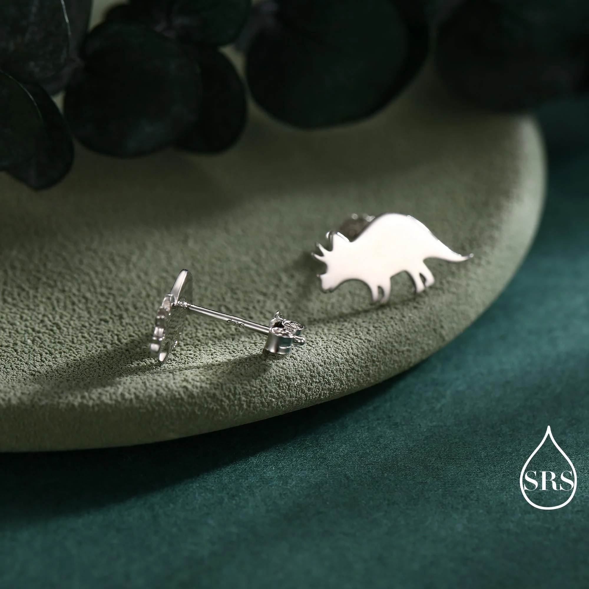 Tricerotops Dinosaur Stud Earrings in Sterling Silver, Cute Fun Quirky Animal Jewellery, Jewelry Gift for Her, Animal Lover - Image 5