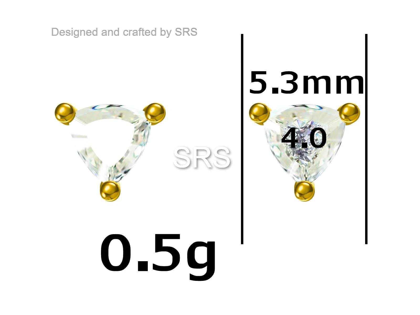 Trillion Cut Sapphire Blue CZ Stud Earrings in Sterling Silver, Silver or Gold, Blue Cubic Zirconia Crystal Earrings, September Earrings - Image 9
