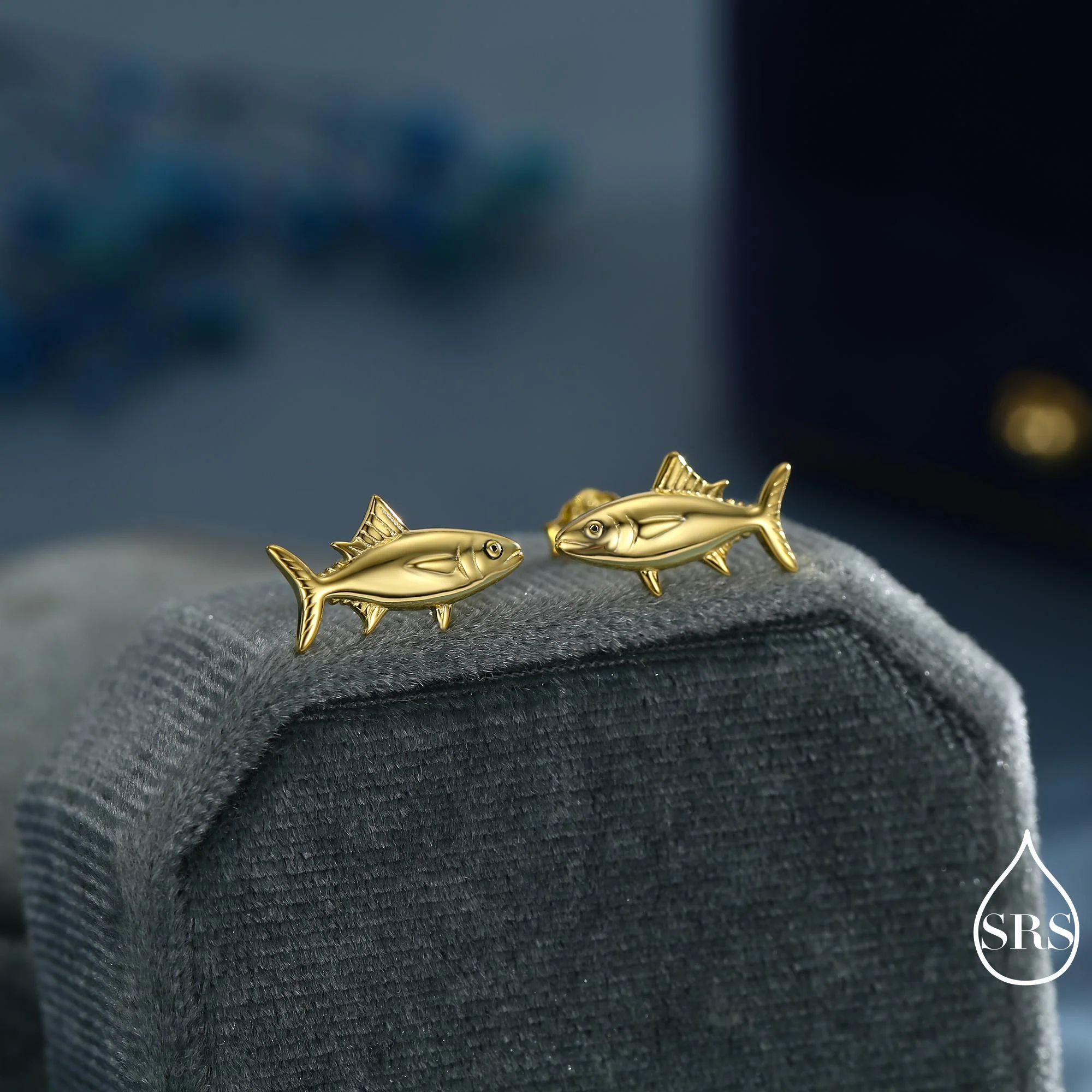 Tuna Fish Stud Earrings in Sterling Silver, Silver, Gold or Rose Gold Finish, Cute Tuna Earrings, Ocean Inspired Animal Jewellery - Image 4