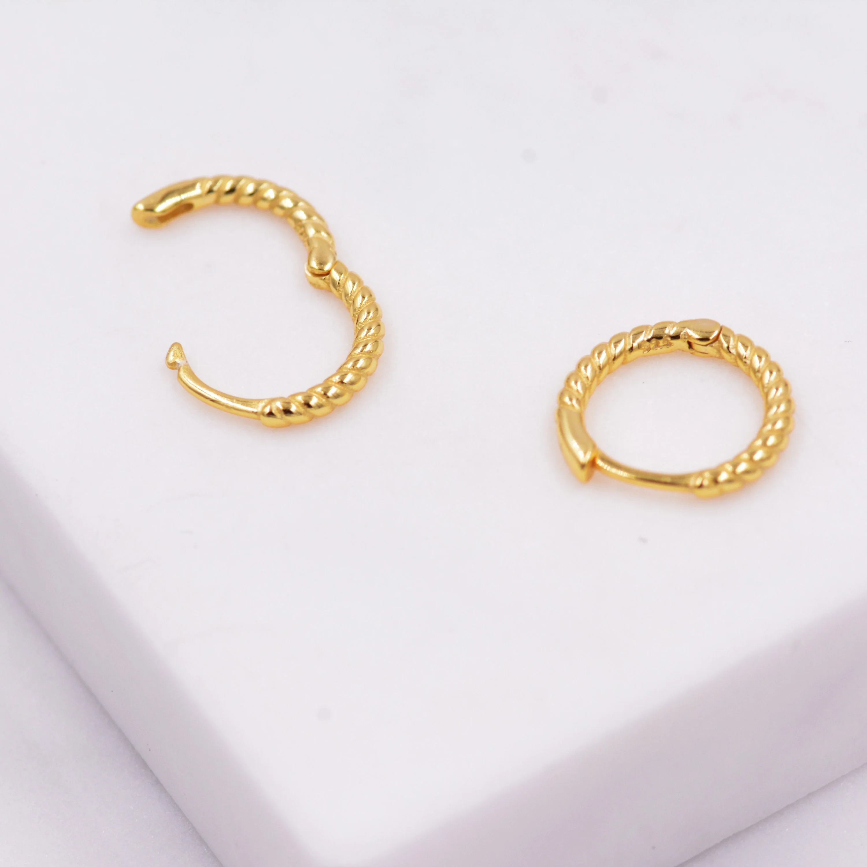 Twist Huggie Hoop Earrings in Sterling Silver, Twisted Hoop Earrings, Silver or Gold, Minimalist Geometric Hoops - Image 6
