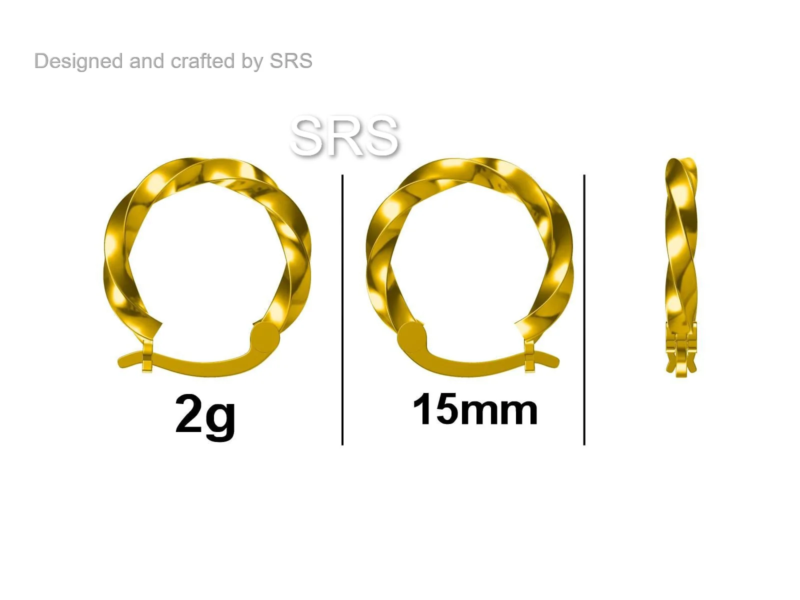 Twisted Rope Huggie Hoop Earrings, Twist Hoop Earrings, 12mm Inner Diameter, Lever Hoops - Image 10