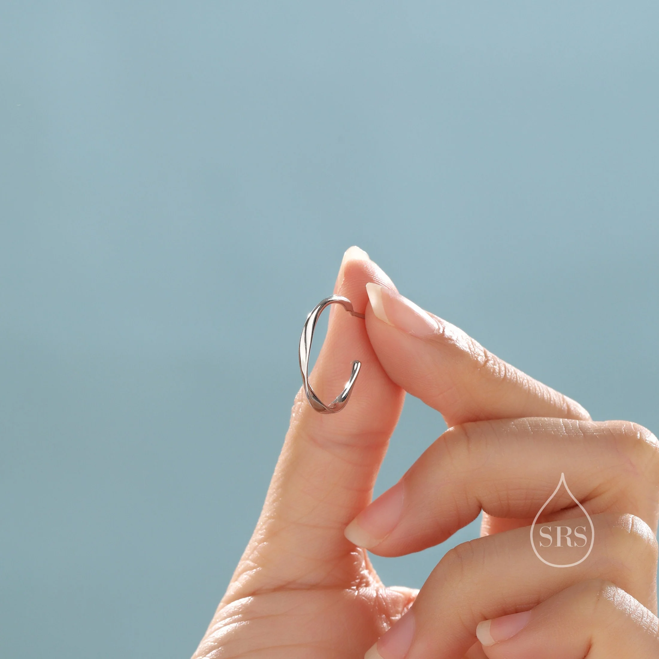 Twisted Strip Mobius Band Large Semi Hoop Stud Earrings in Sterling Silver, Silver or Gold or Rose Gold, Minimalist Contemporary Design - Image 5