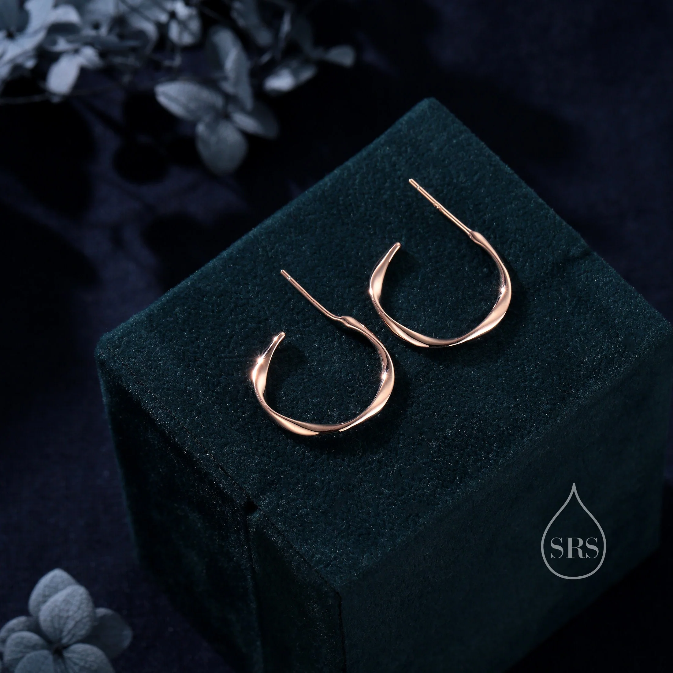 Twisted Strip Mobius Band Large Semi Hoop Stud Earrings in Sterling Silver, Silver or Gold or Rose Gold, Minimalist Contemporary Design - Image 8