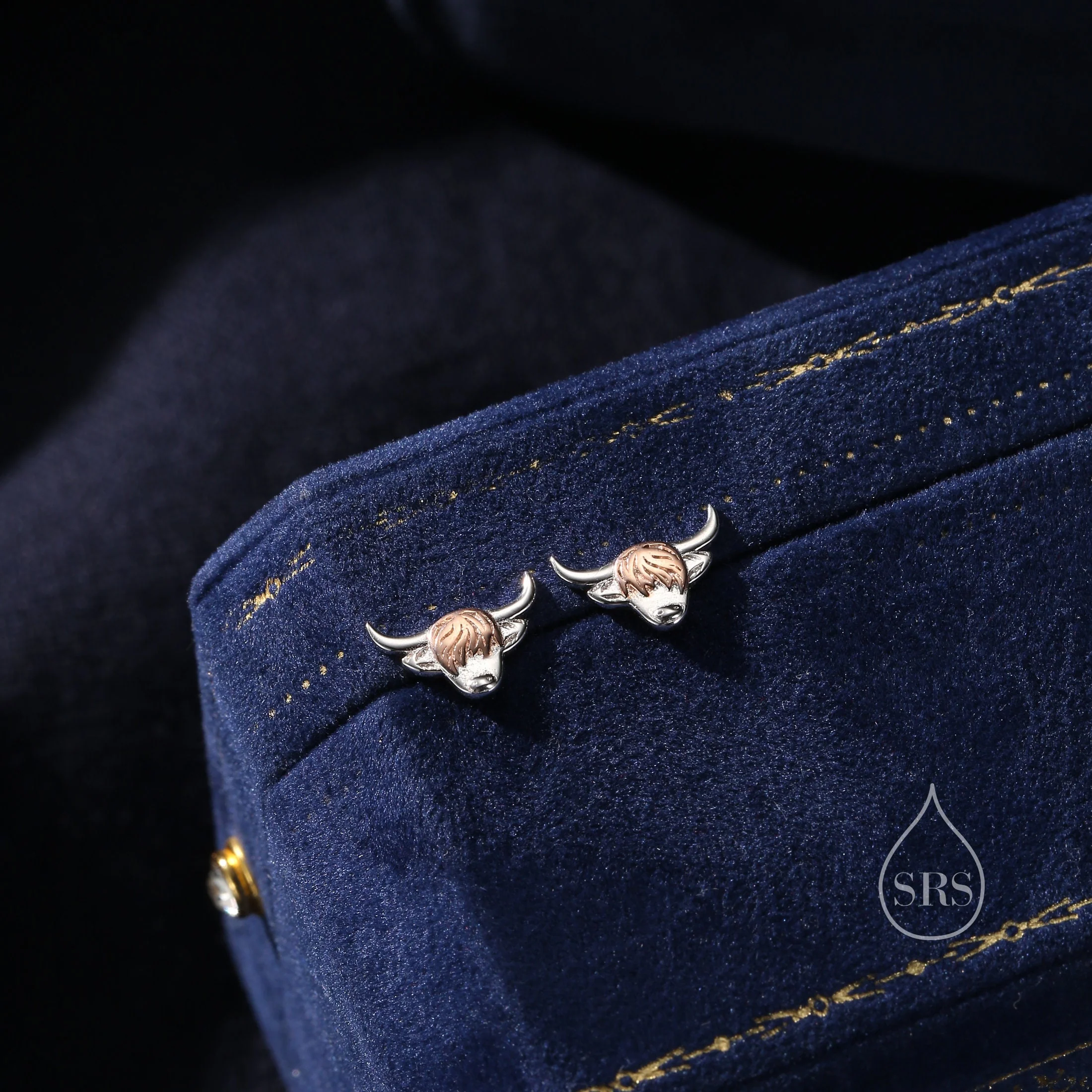 Two Tone Highland Cow Stud Earrings in Sterling Silver, Bull Earrings, Cow Earrings - Image 6