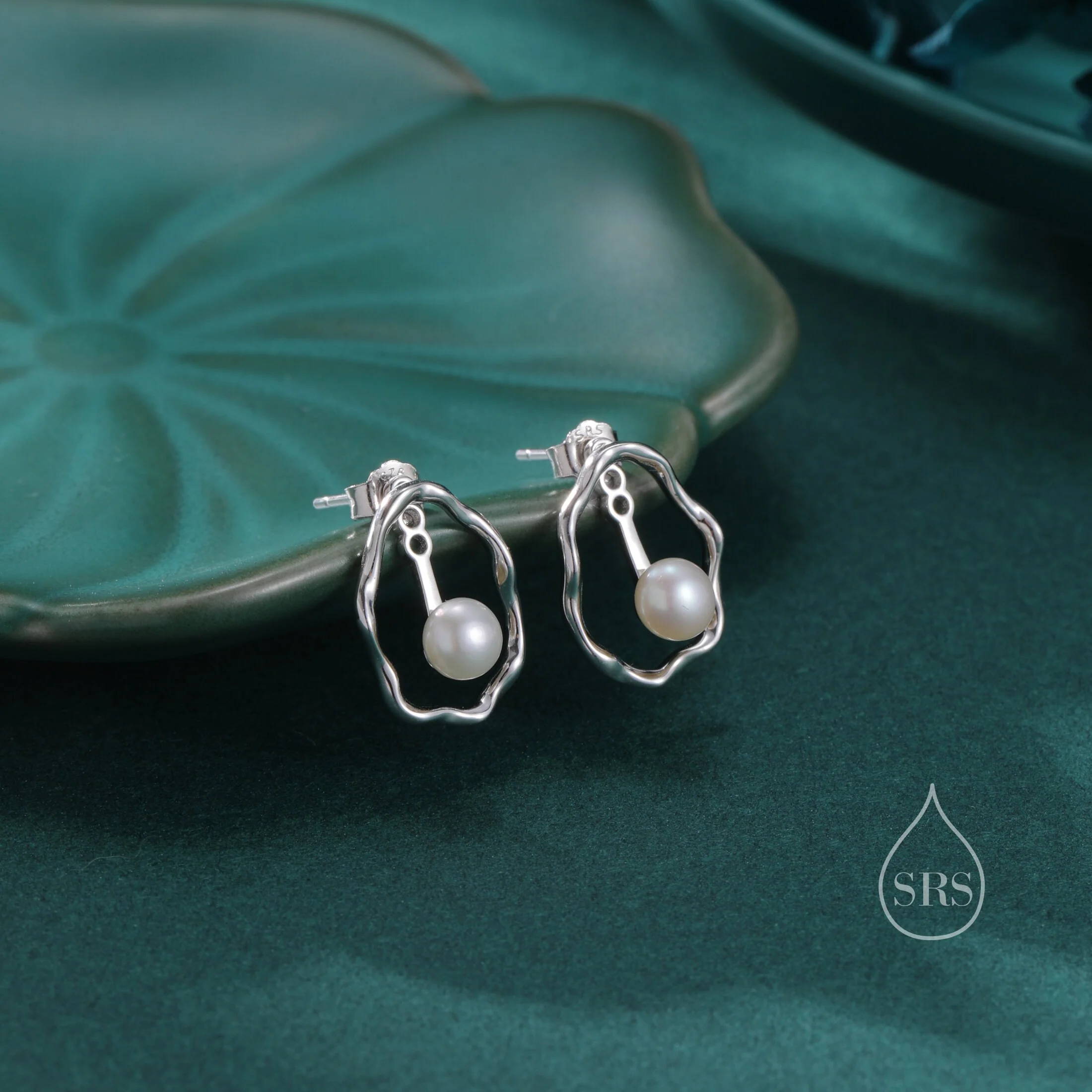 Two Way Pearl Ear Jacket in Sterling Silver, Natural Freshwater Pearl Ear Jacket Earrings, Silver or Gold or Rose Gold, Front and Back - Image 3