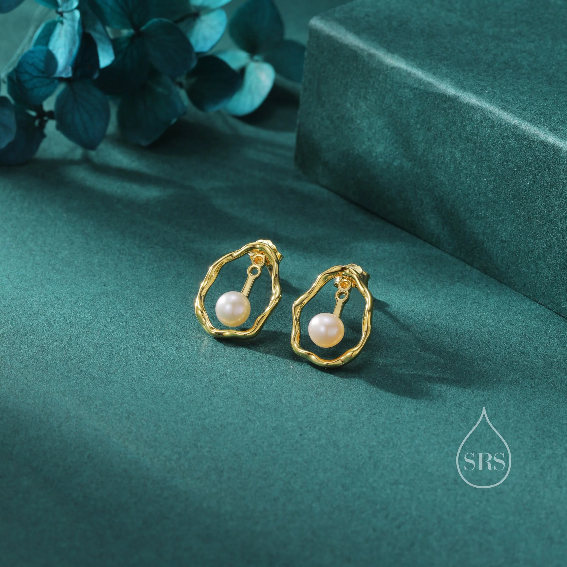 Two Way Pearl Ear Jacket in Sterling Silver, Natural Freshwater Pearl Ear Jacket Earrings, Silver or Gold or Rose Gold, Front and Back - Image 5