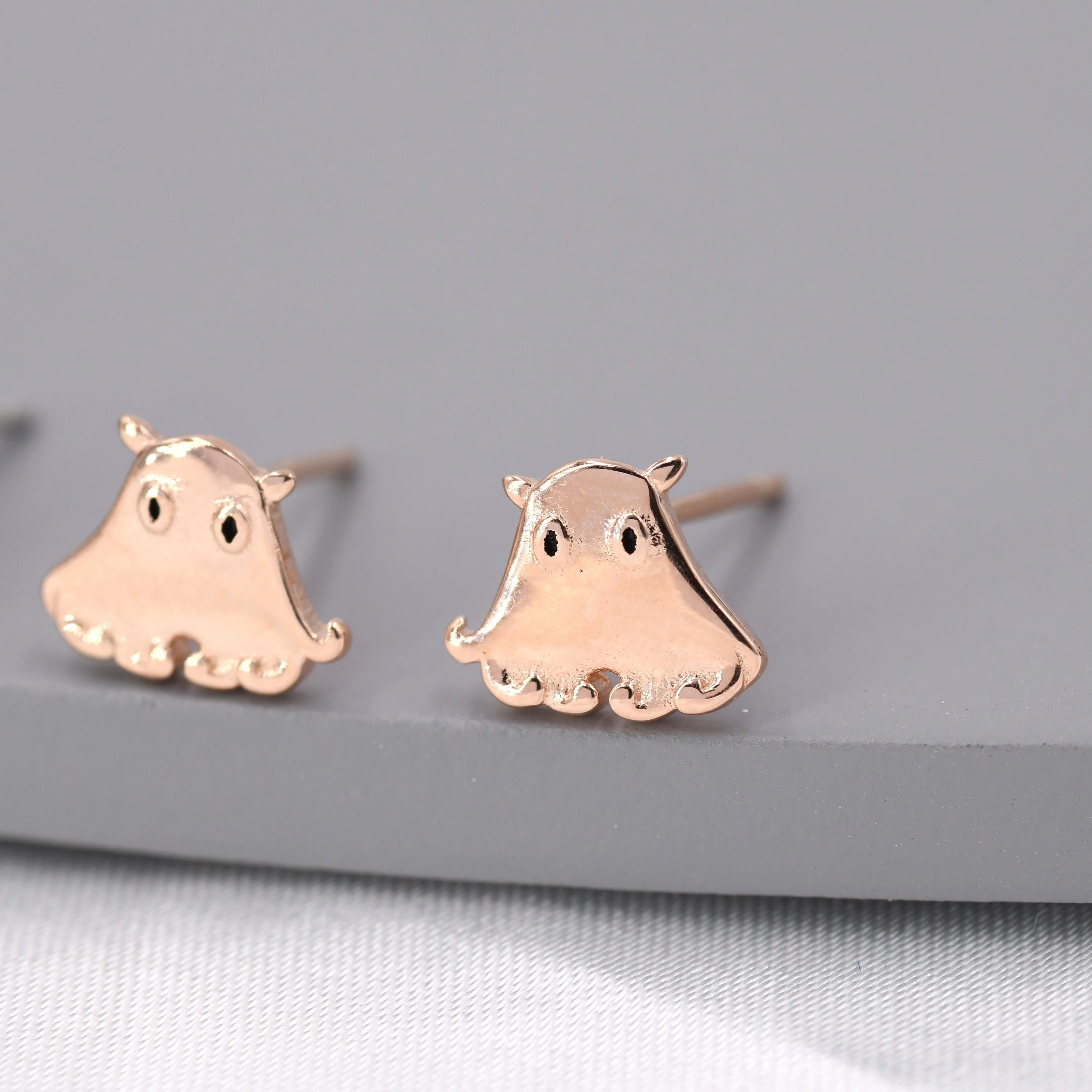 Umbrella Octopus Stud Earrings in Sterling Silver, Silver or Rose Gold, Ocean Animal Earrings, Nature Inspired - Image 5