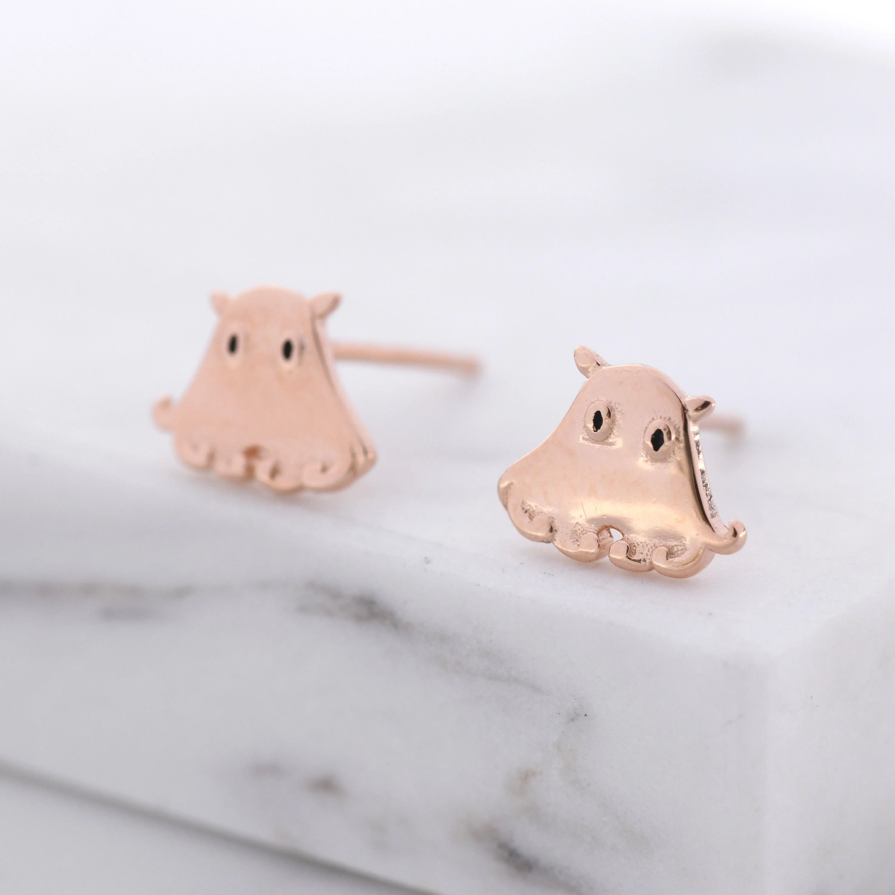Umbrella Octopus Stud Earrings in Sterling Silver, Silver or Rose Gold, Ocean Animal Earrings, Nature Inspired - Image 6