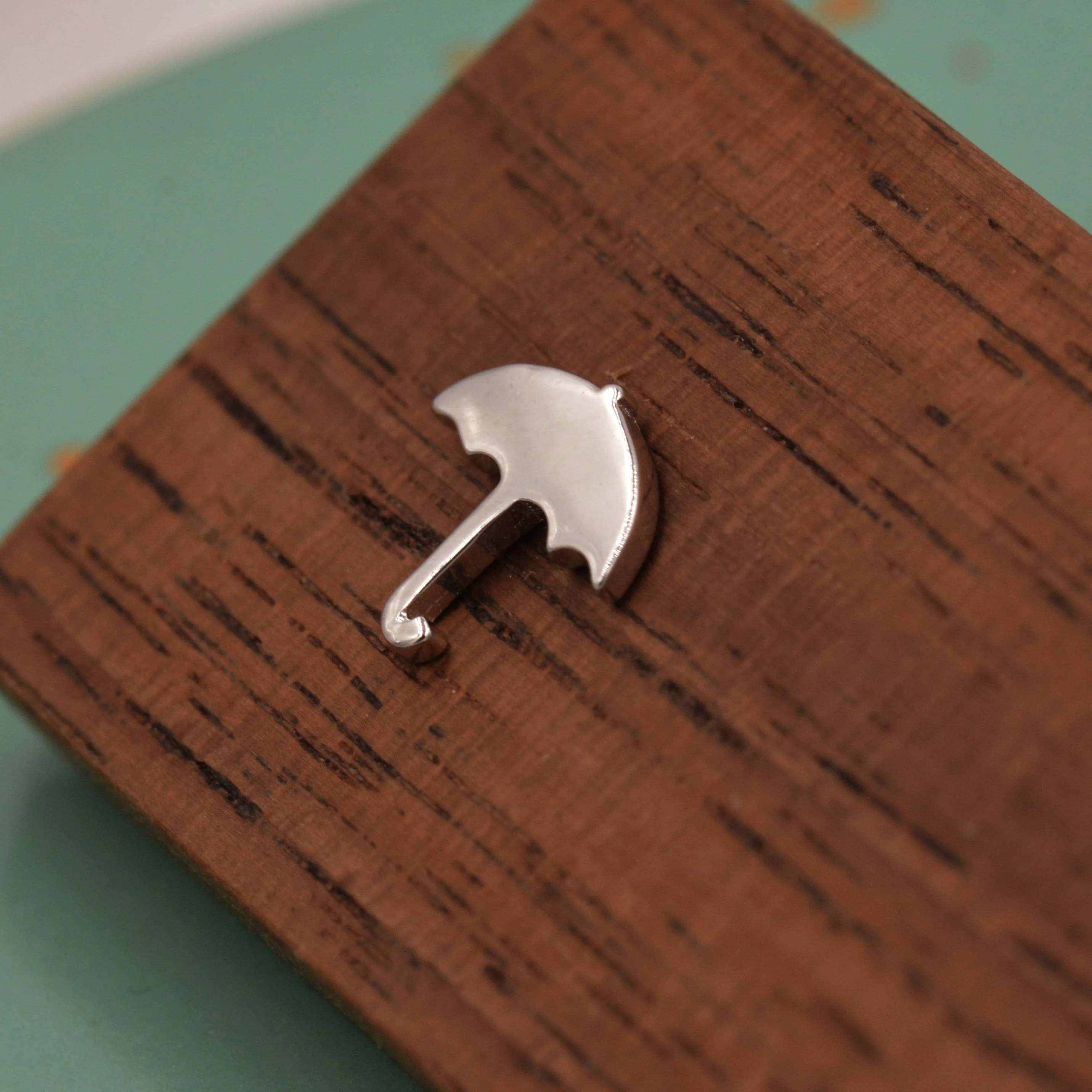 Umbrella Stud Earrings in Sterling Silver - Weather Earrings - Cute, Fun, Whimsical - Image 4