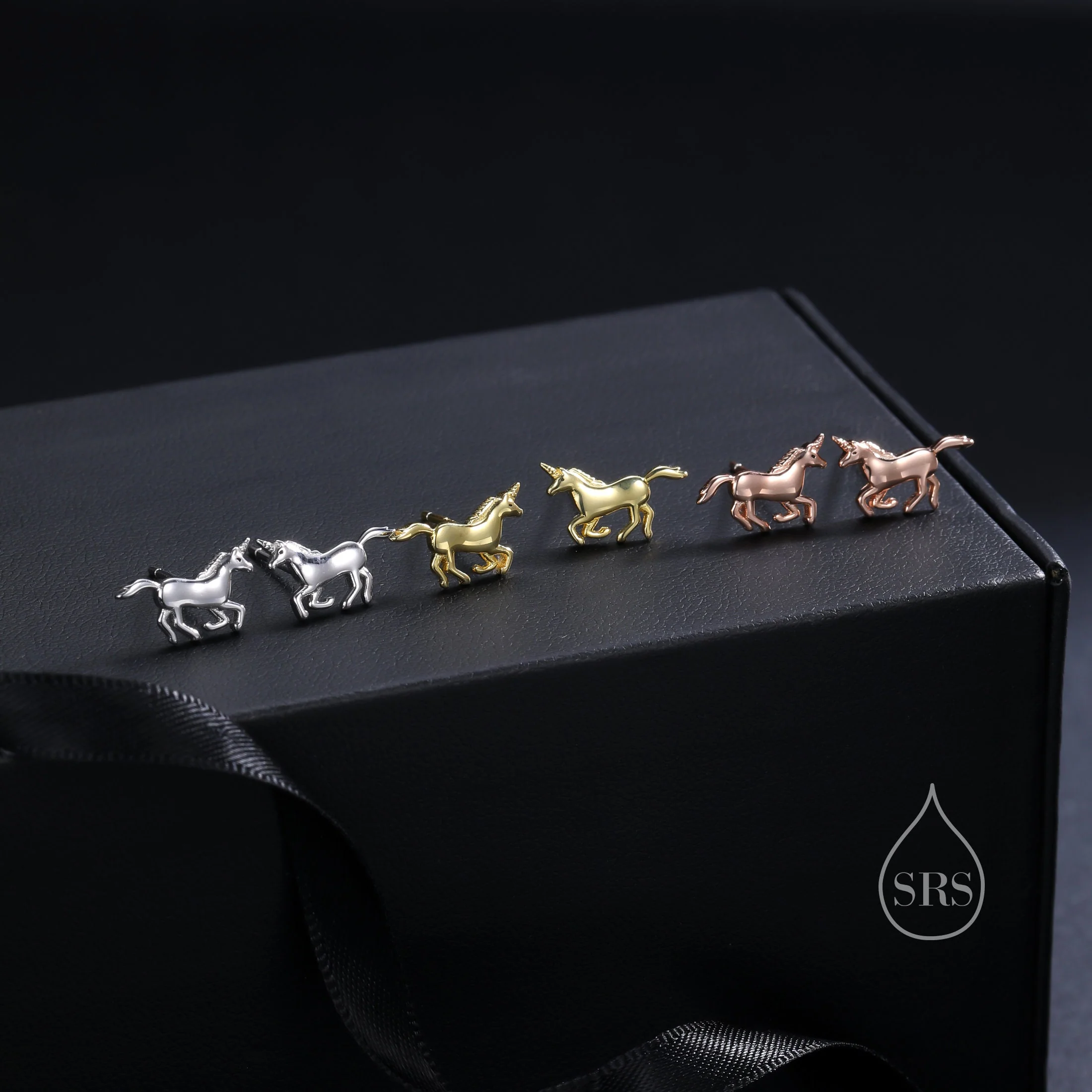 Unicorn Stud Earrings in Sterling Silver, Silver, Gold or Rose Gold, Unicorn Earrings, Unicorn Horse Earrings, Unicorn Stud - Image 2