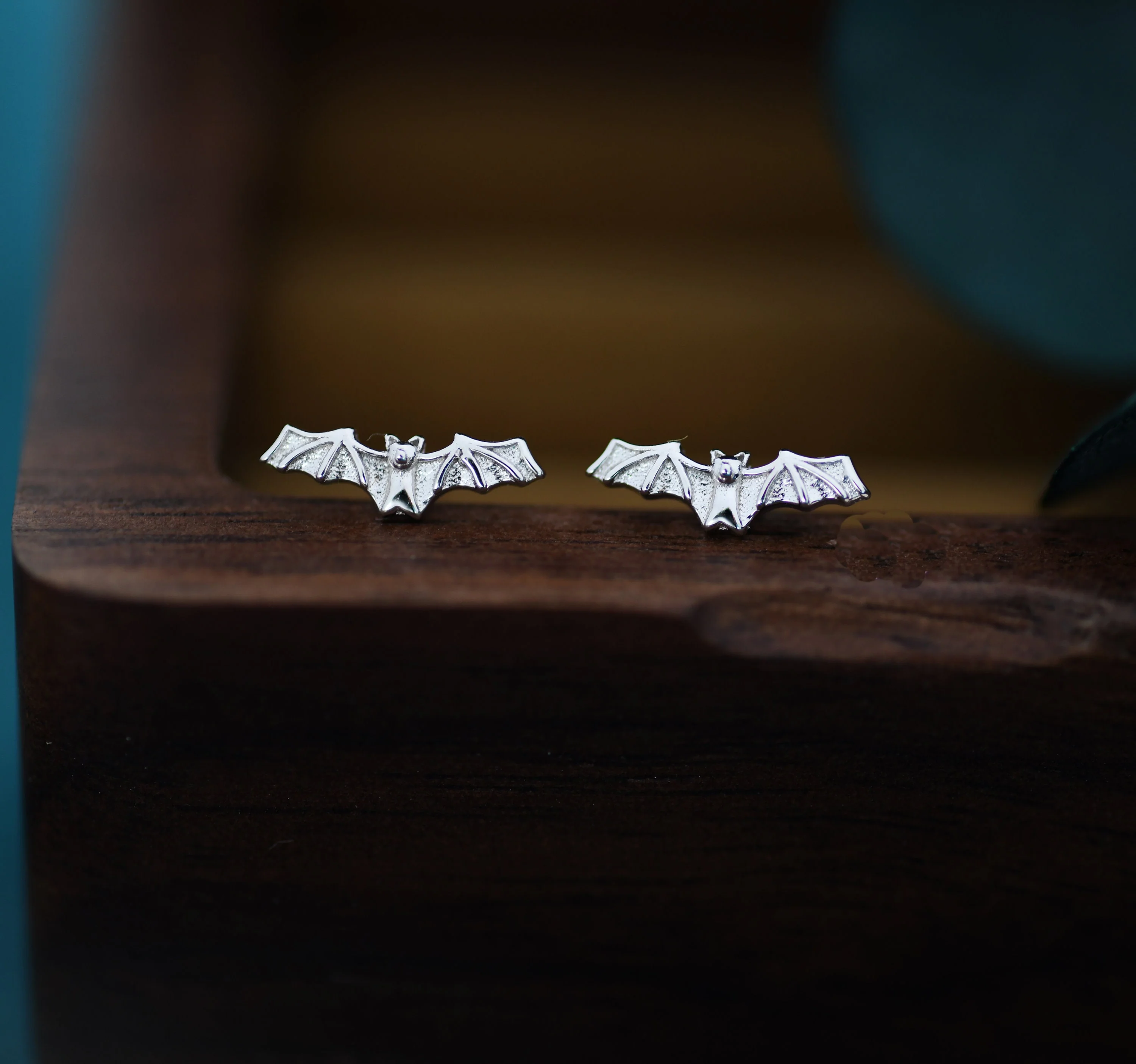 Very Tiny Bat Stud Earrings in Sterling Silver, Silver or Gold or Black, Stacking Earrings, Animal Earrings - Image 4