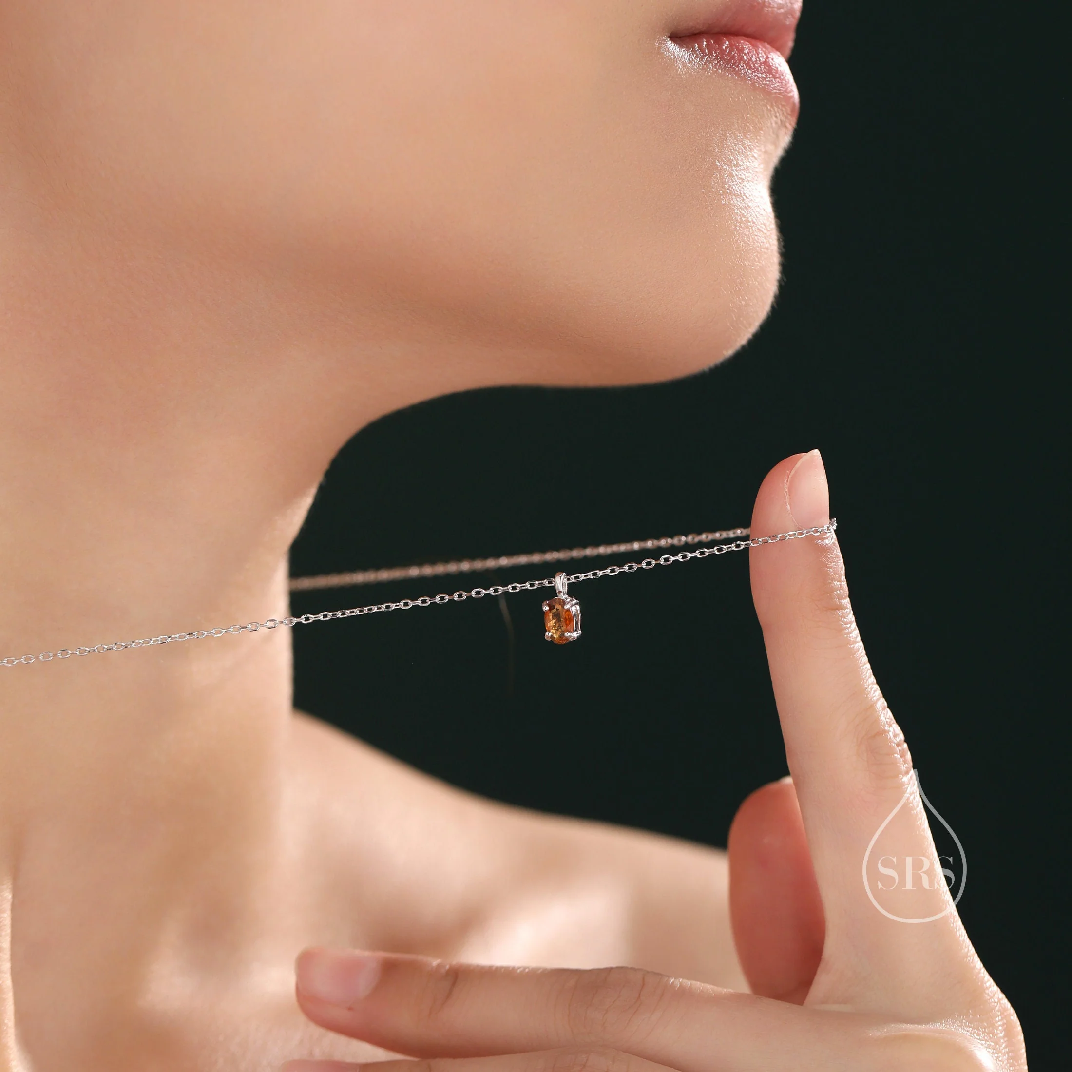 Very Tiny Genuine Red Tourmaline Crystal Oval Pendant Necklace in Sterling Silver, 4x6mm Tiny Oval Raw Tourmaline Necklace - Image 5