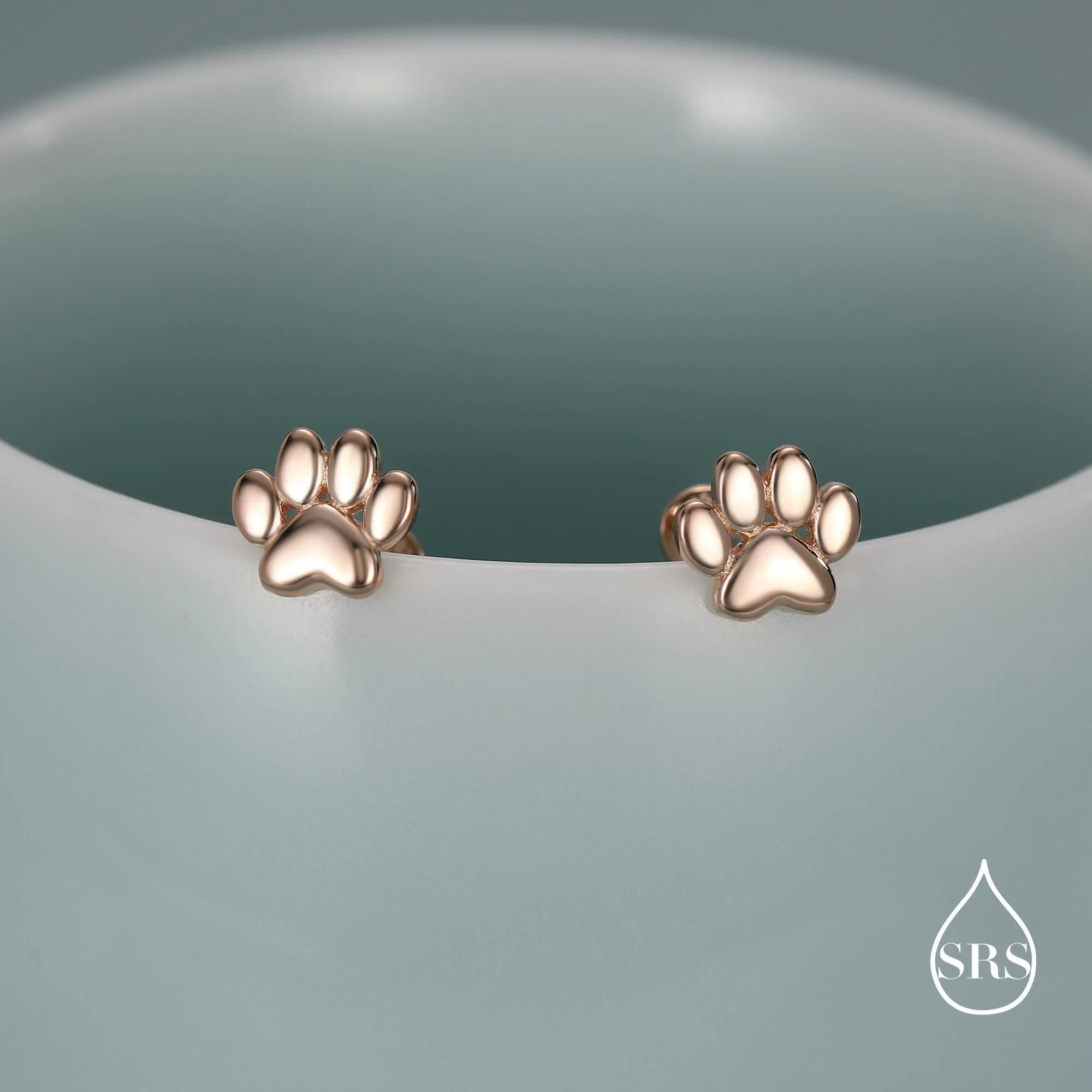 Very Tiny Paw Print Stud Earrings in Sterling Silver, Silver or Gold or Rose Gold, Pet Earrings, Dog Earrings, Cat Earrings - Image 8