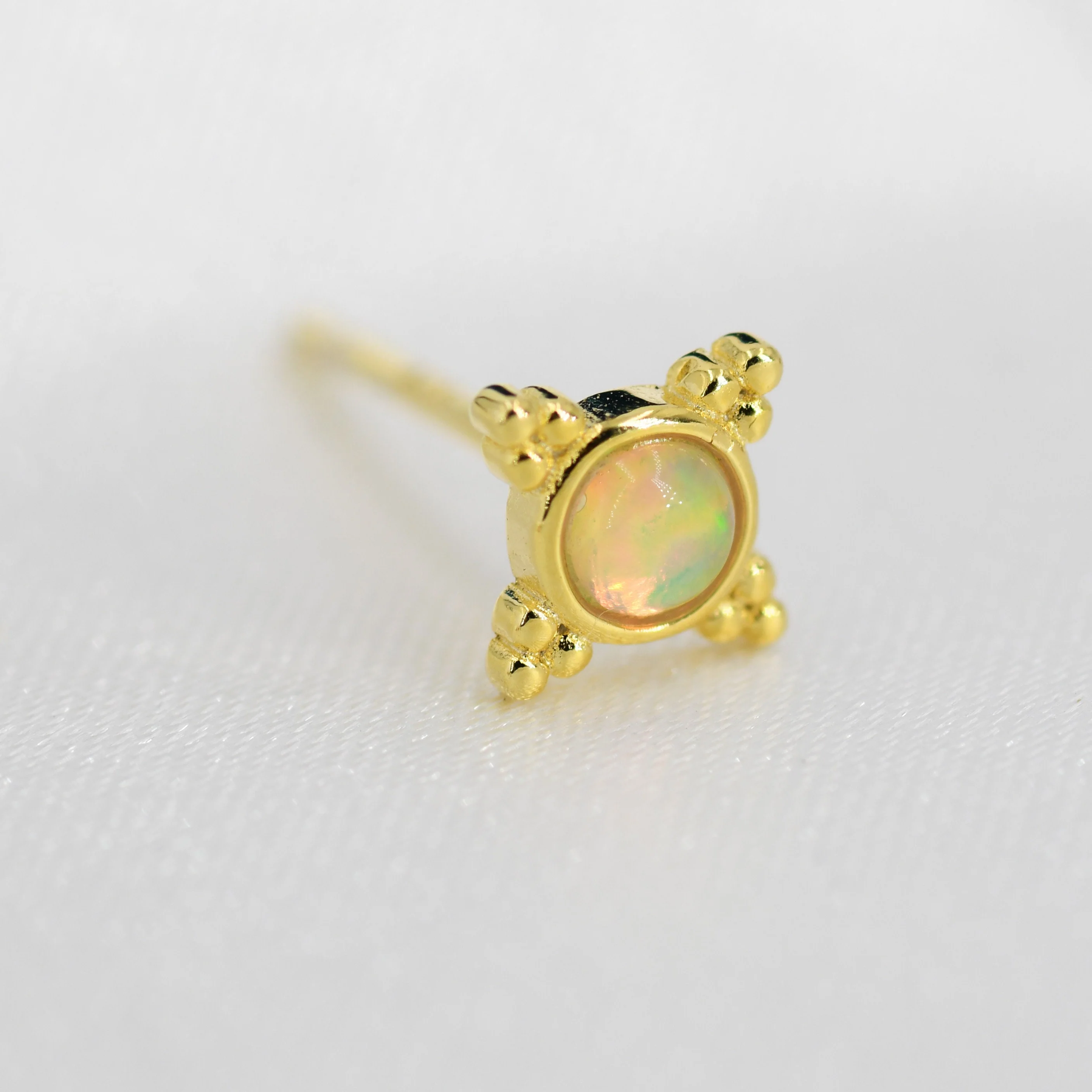 Vintage Inspired Opal Stud Earrings in Sterling Silver, Silver, Gold or Rose Gold, Three Dot Opal Earrings, Stacking Earrings - Image 4