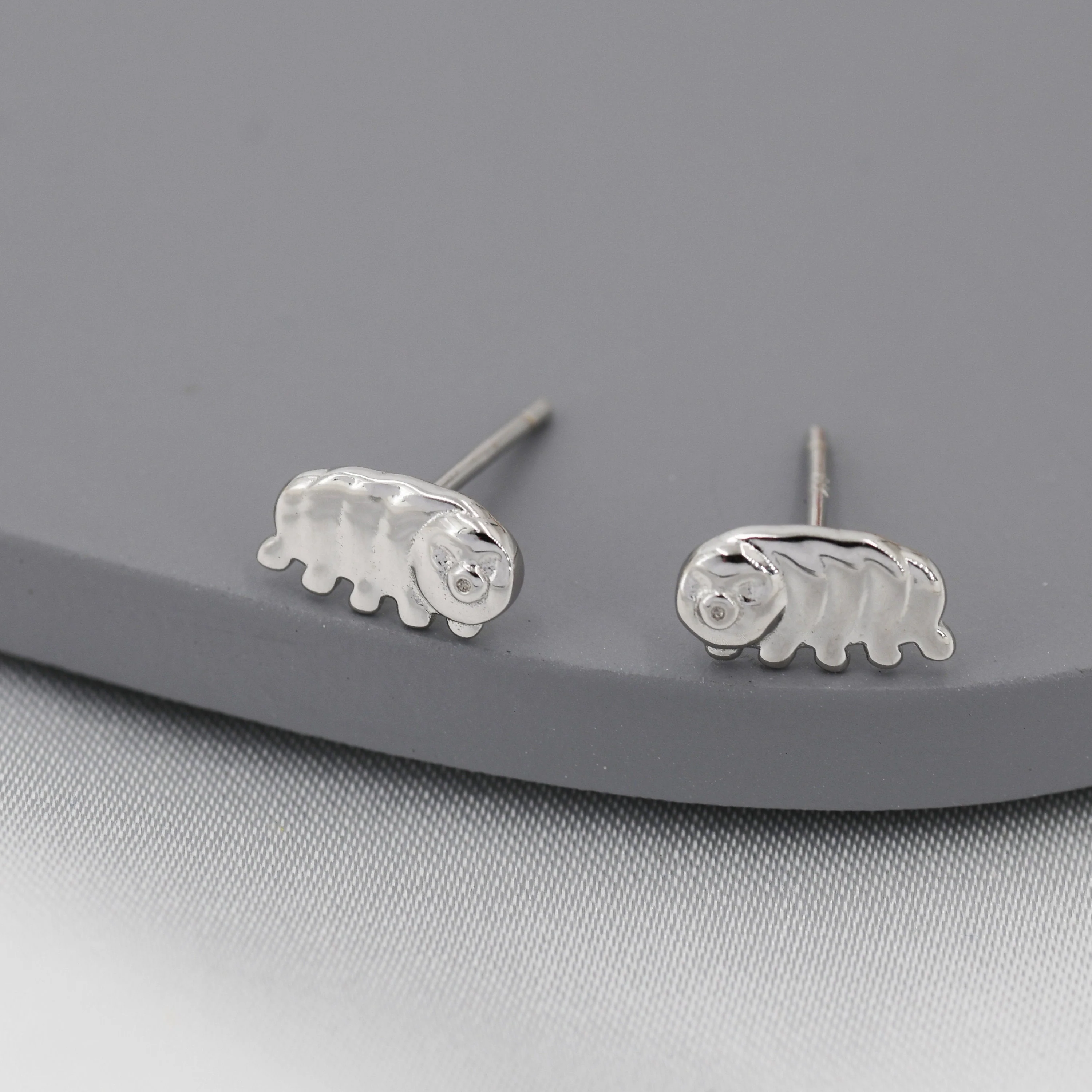 Water Bear Stud Earrings in Sterling Silver, Tardigrades Earrings, Nature Inspired Animal Earrings - Image 4
