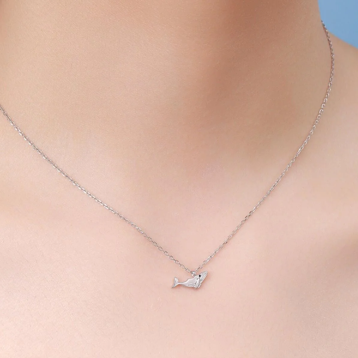 Whale Pendant Necklace in Sterling Silver, Dainty Whale Fish Necklace, Whale Necklace - Image 6