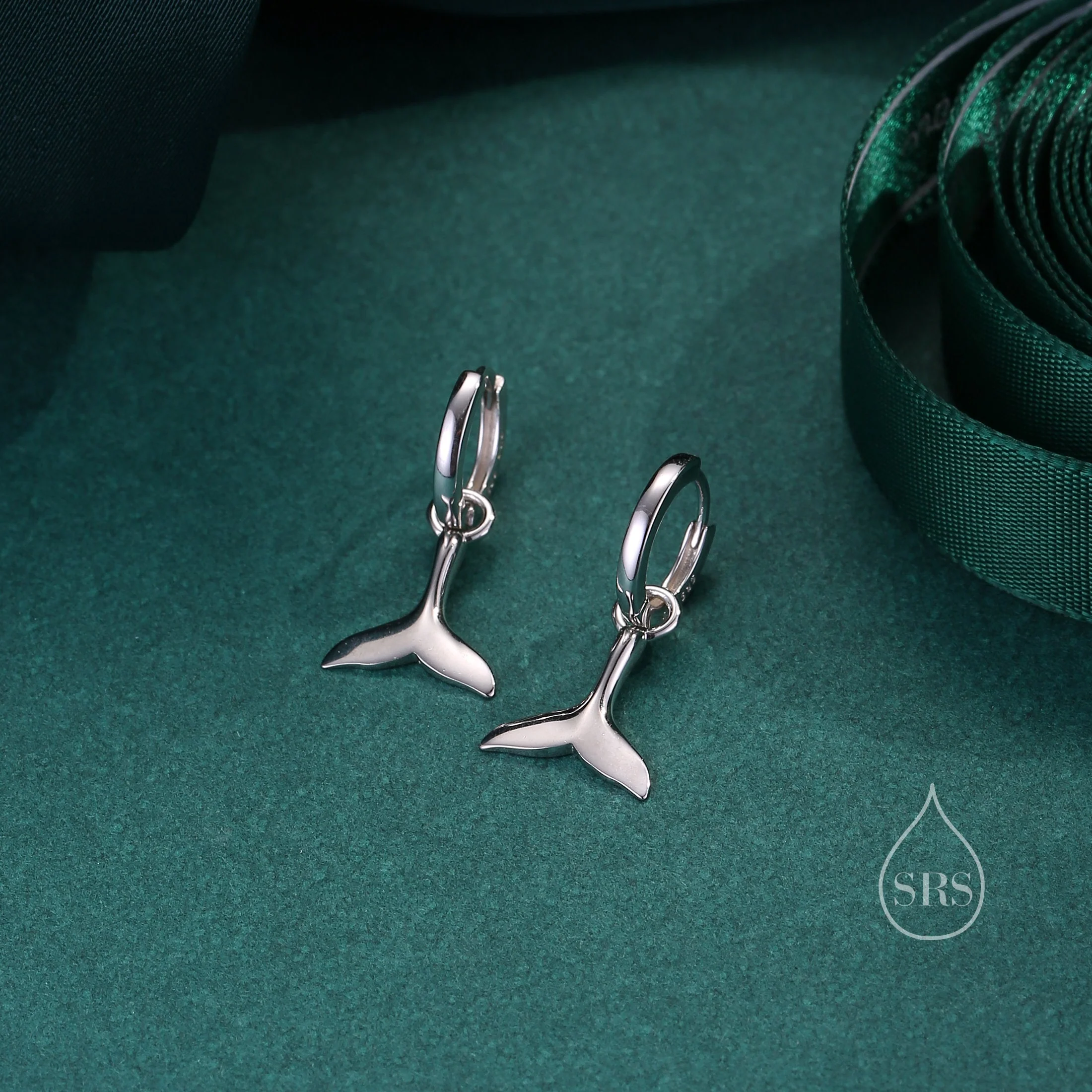 Whale Tail Huggie Hoop Earrings in Sterling Silver, Silver or Gold, Fish Tail Earrings, Fish Earrings, Silver Fish Earring, Detachable - Image 5