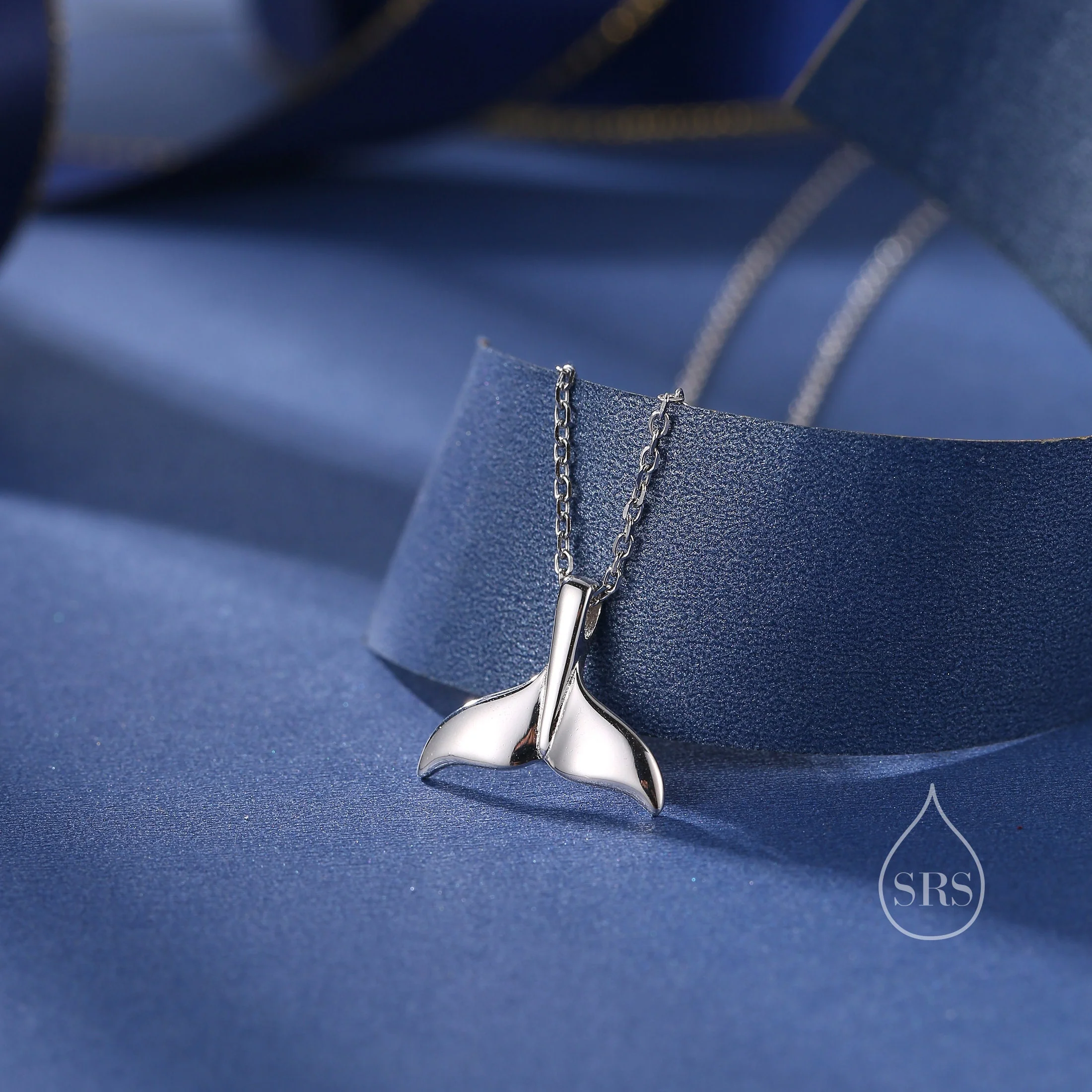 Whale Tail Pendant Necklace in Sterling Silver, Cute Whale Tail Necklace, Silver Whale Tail Necklace, Fish Tail Necklace - Image 3
