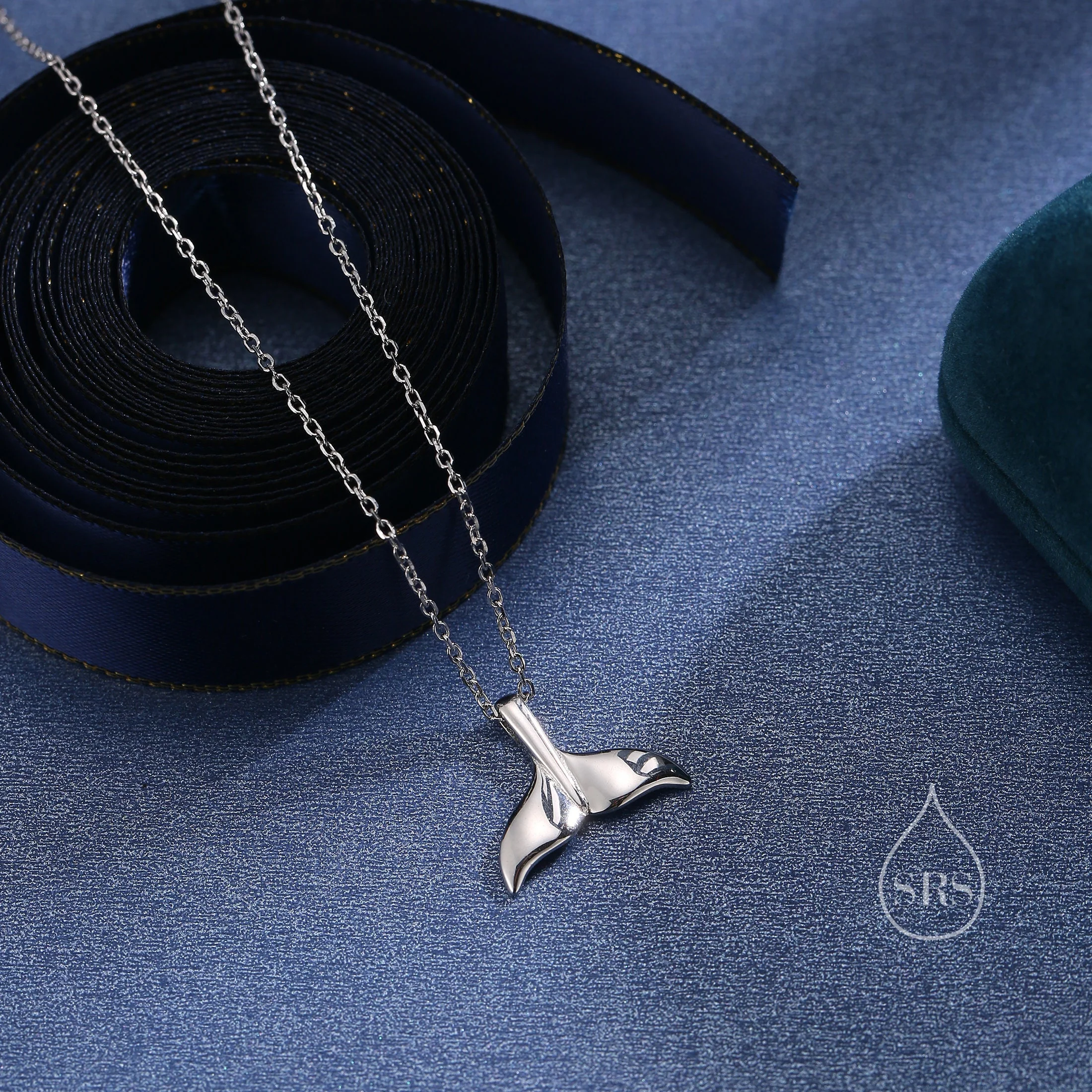 Whale Tail Pendant Necklace in Sterling Silver, Cute Whale Tail Necklace, Silver Whale Tail Necklace, Fish Tail Necklace - Image 4