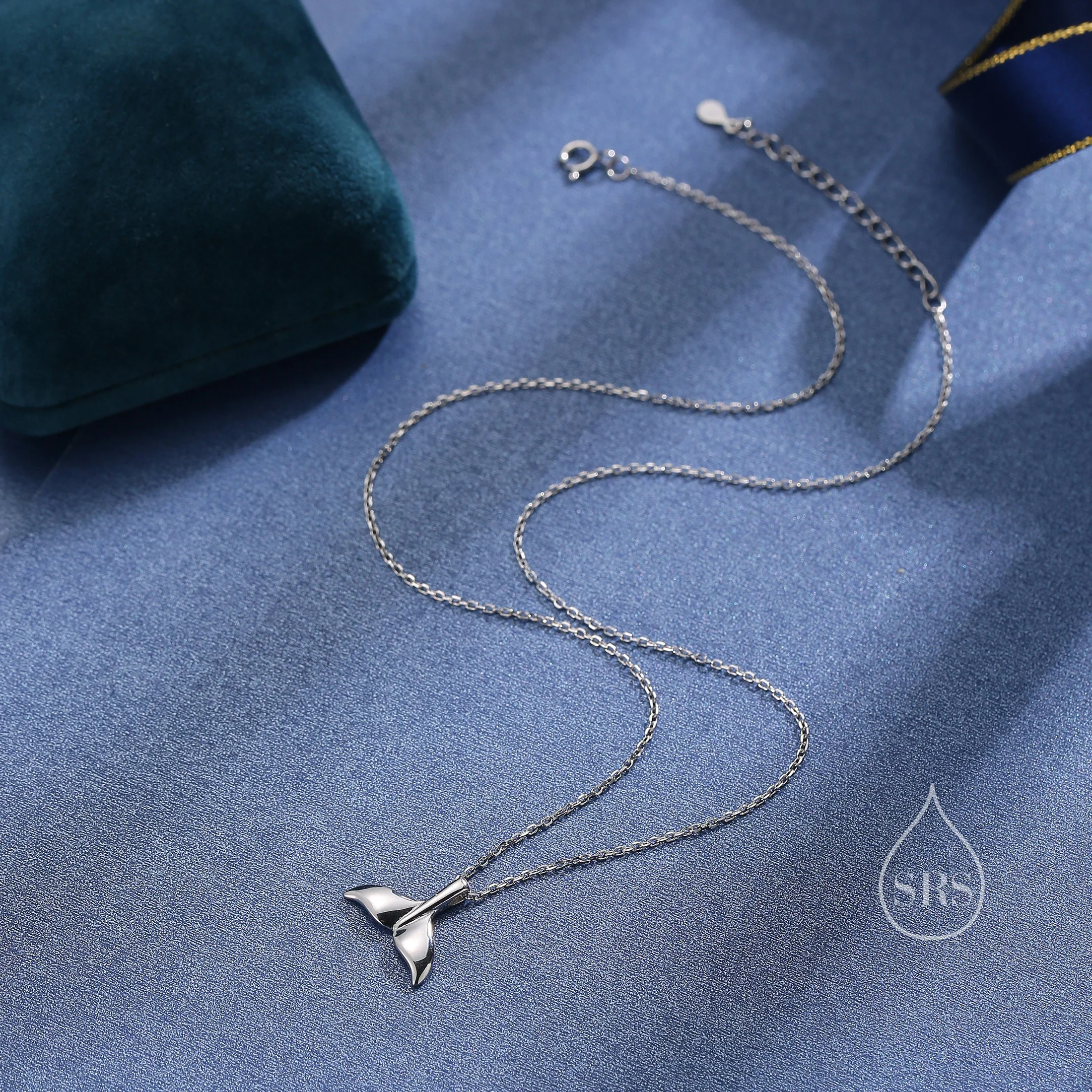 Whale Tail Pendant Necklace in Sterling Silver, Cute Whale Tail Necklace, Silver Whale Tail Necklace, Fish Tail Necklace - Image 5
