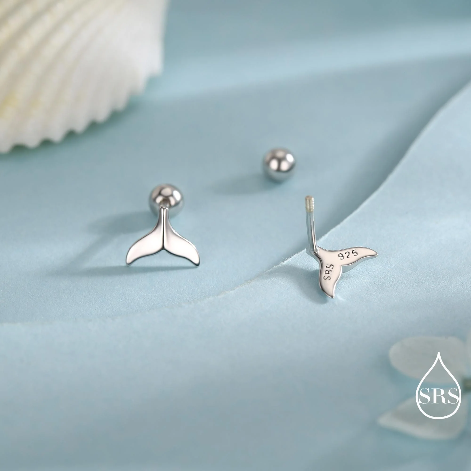 Whale Tail Screw Back / Stud Earrings in Sterling Silver, Silver or Gold or Rose Gold, Fish Tail Earrings, Fish Earrings - Image 5