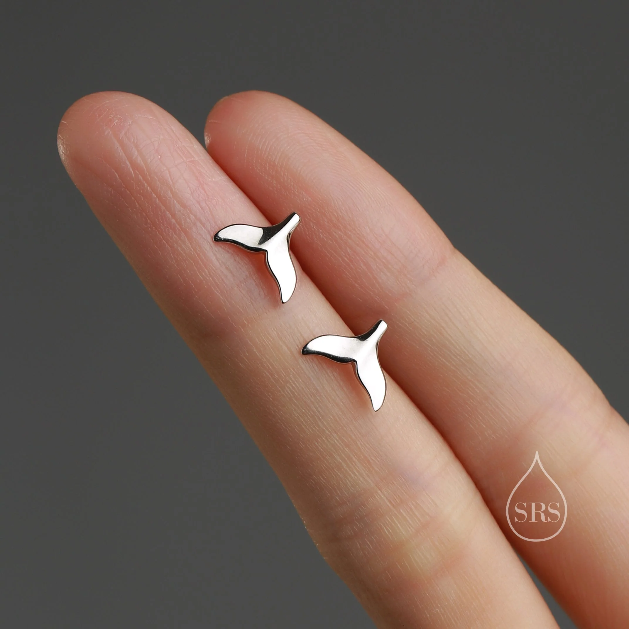 Whale Tail Screw Back / Stud Earrings in Sterling Silver, Silver or Gold or Rose Gold, Fish Tail Earrings, Fish Earrings - Image 9