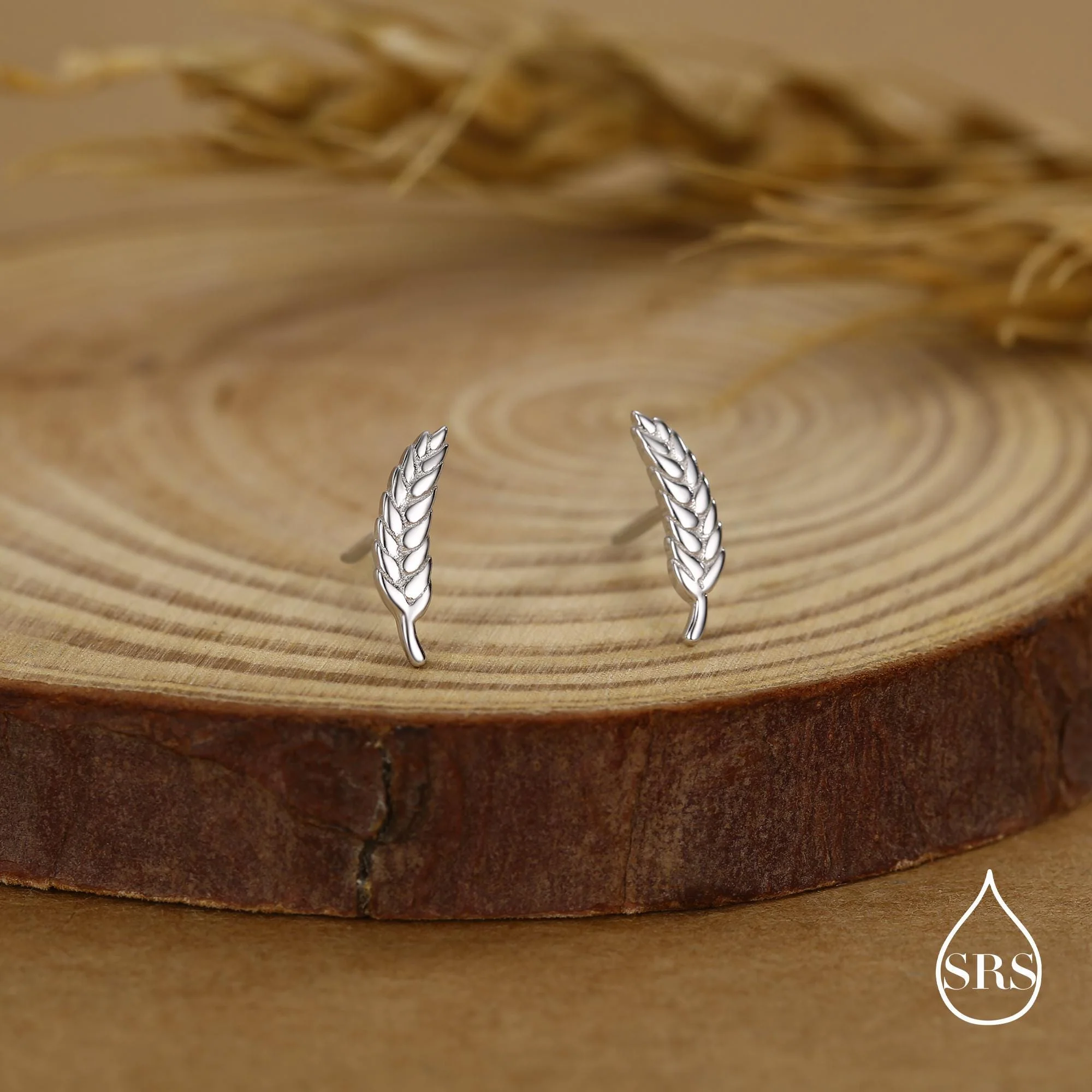 Wheat Stud Earrings in Sterling Silver, Silver or Gold, Nature Inspired, Botanical Earrings - Image 2